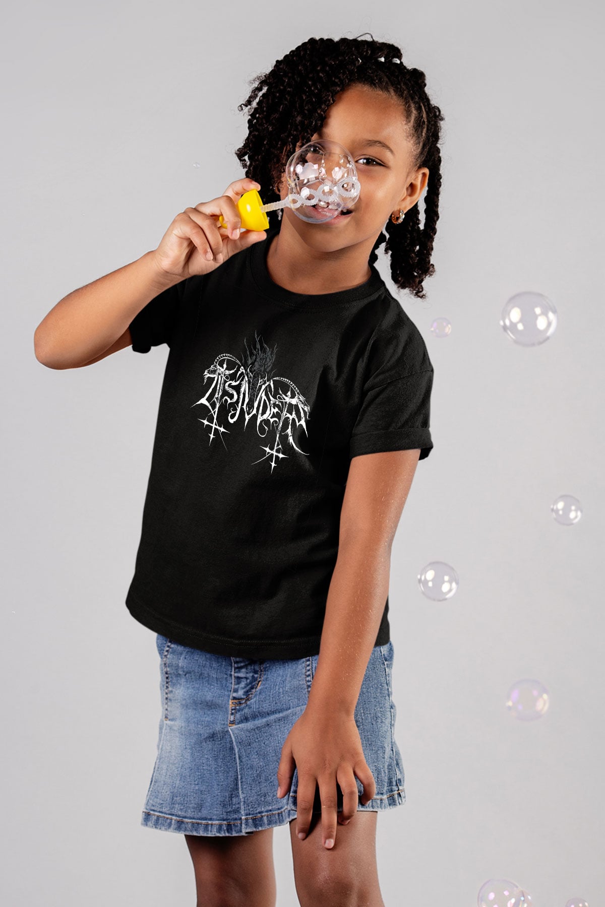 Tsjuder Baskılı Unisex Siyah Çocuk Tişört - Tshirt