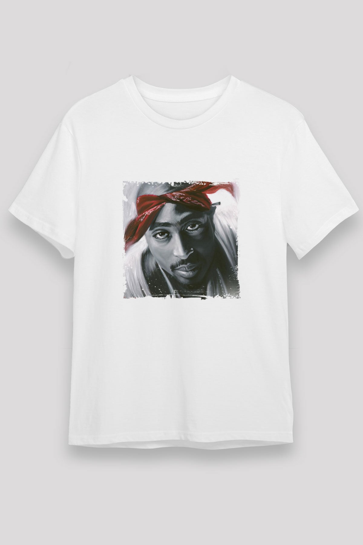 Tupac Baskılı Unisex Beyaz Tişört