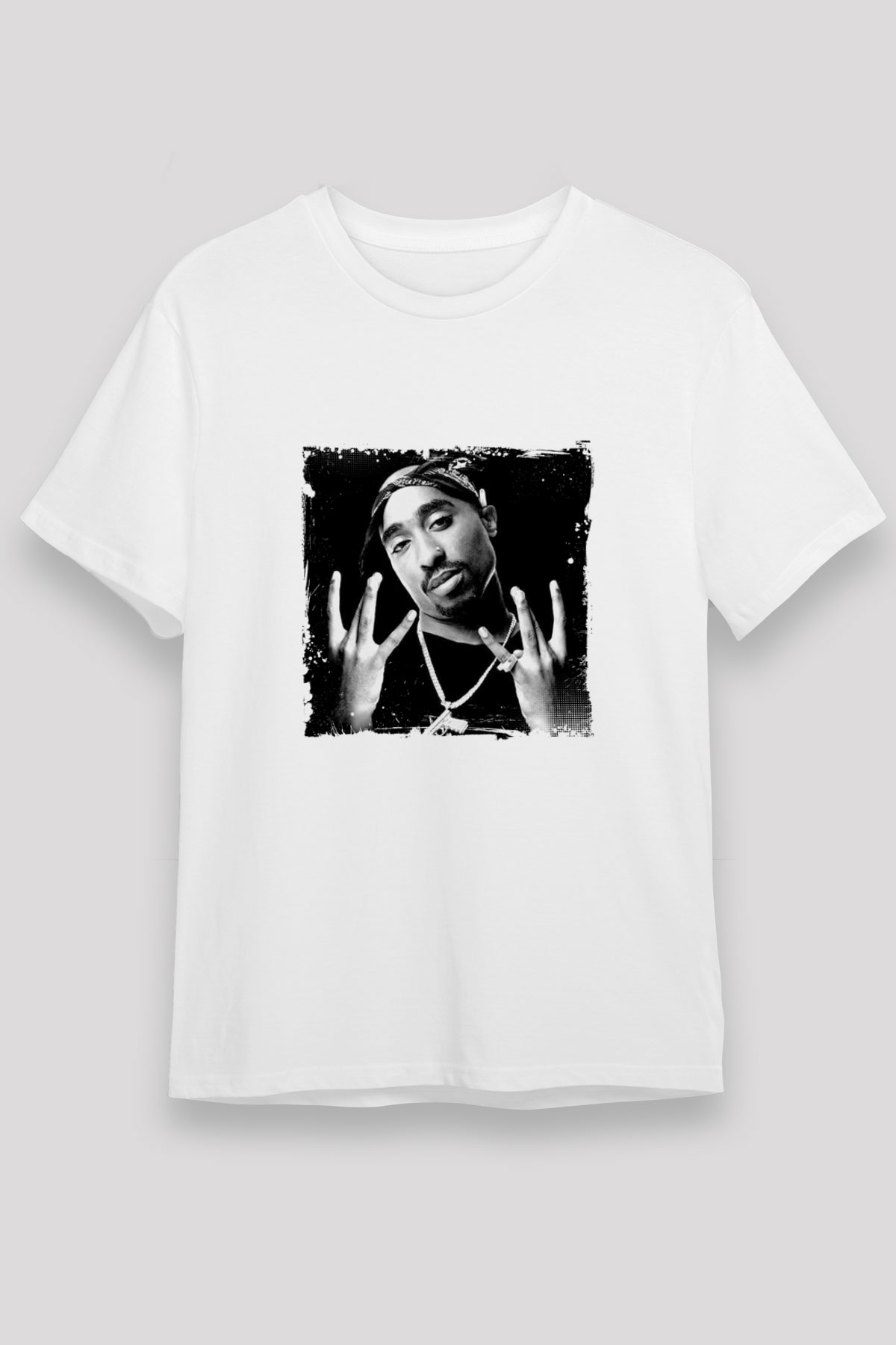 Tupac Baskılı Unisex Beyaz Tişört