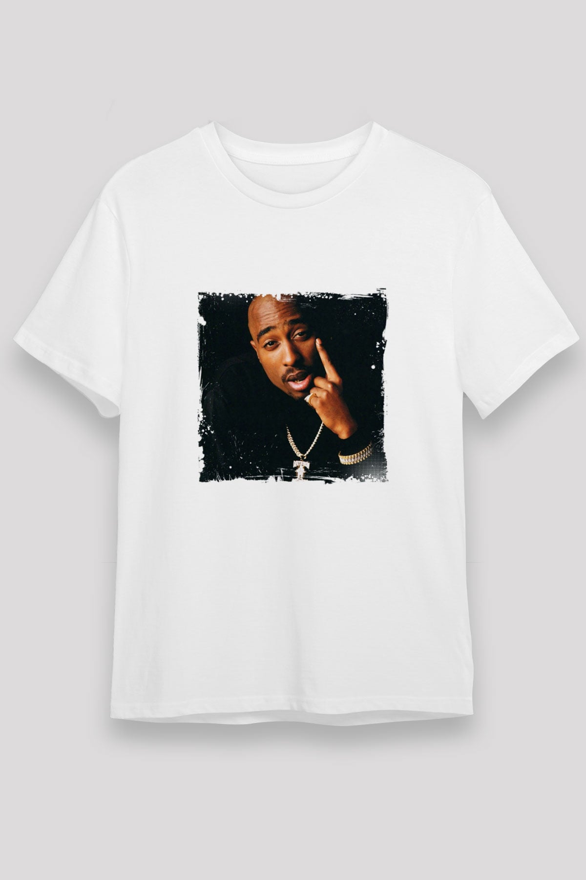 Tupac Baskılı Unisex Beyaz Tişört