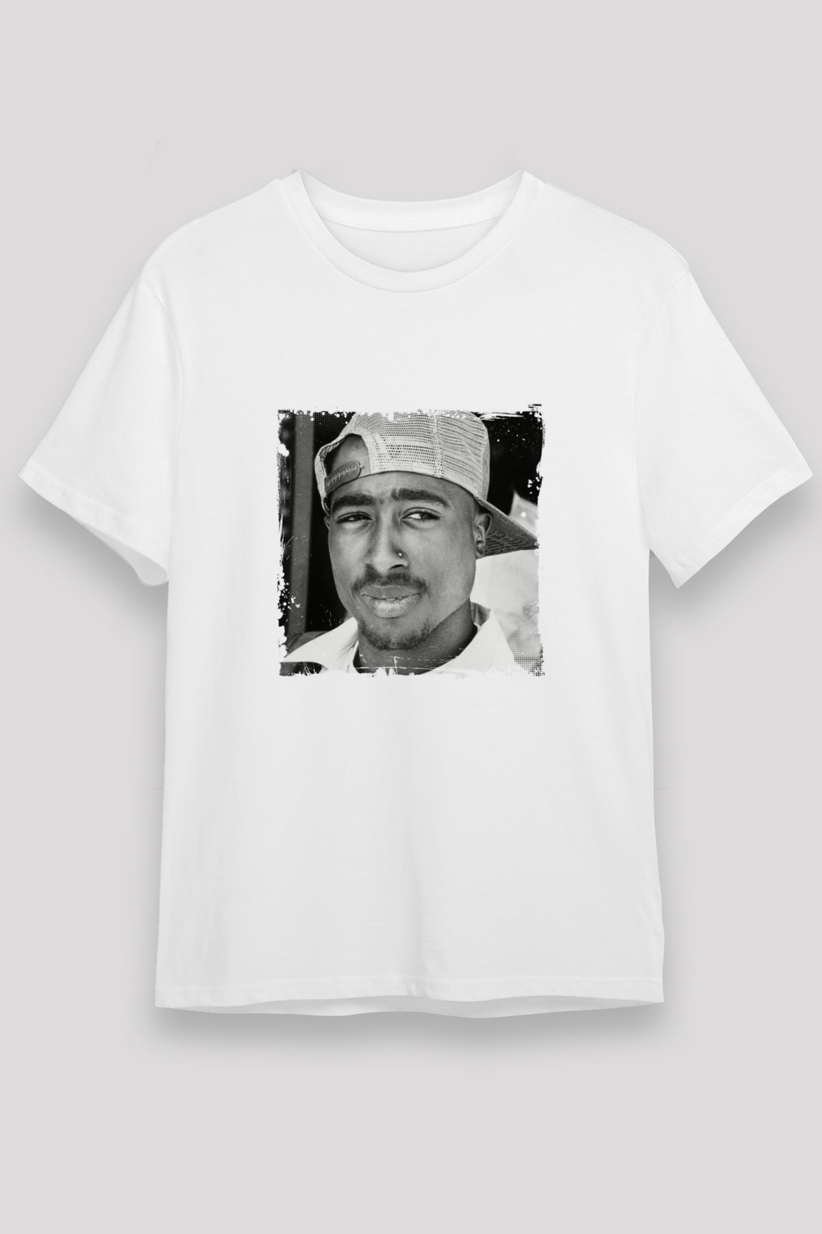 Tupac Baskılı Unisex Beyaz Tişört