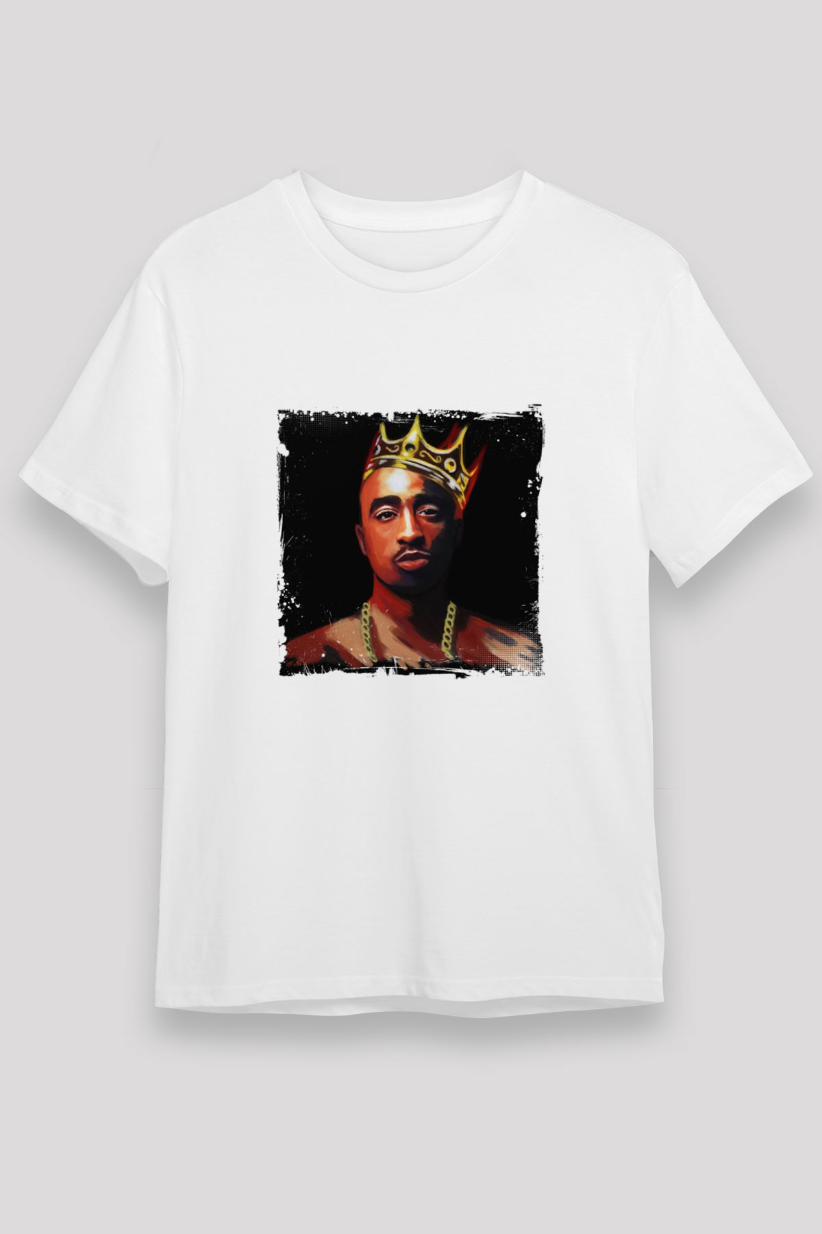 Tupac Baskılı Unisex Beyaz Tişört