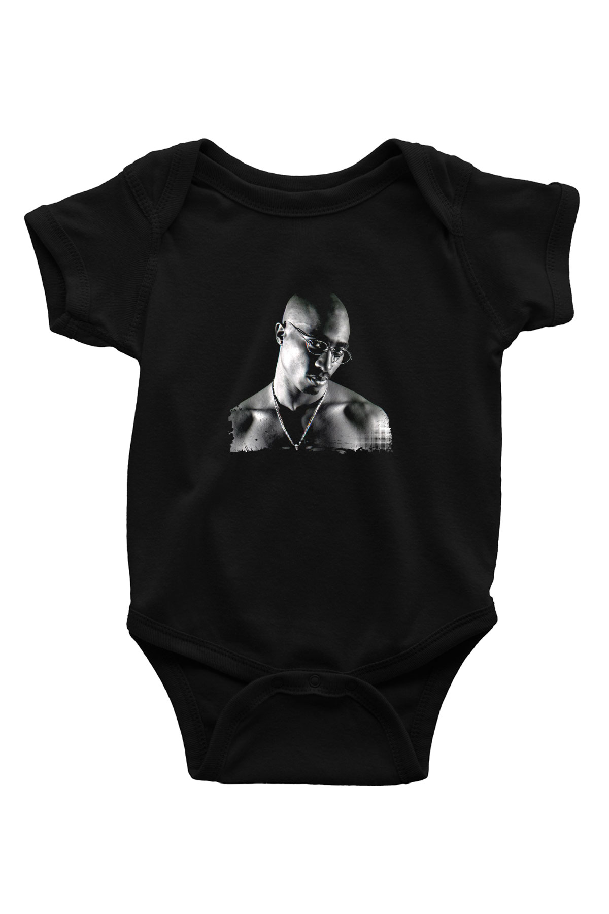 Tupac Baskılı Unisex Siyah Bebek Body - Zıbın