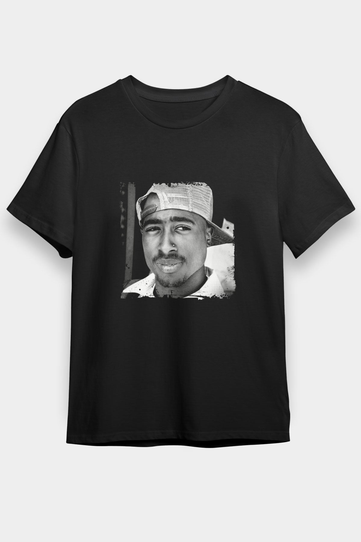 Tupac Baskılı Unisex Siyah Tişört