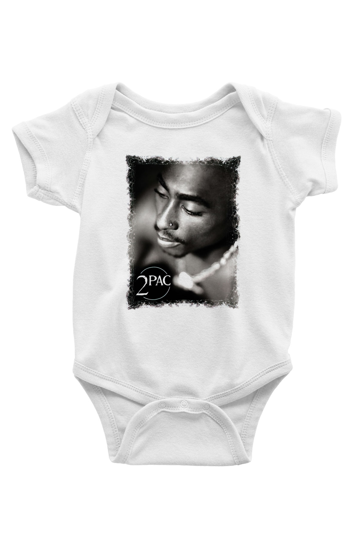 Tupac Shakur Baskılı Beyaz Unisex Bebek Body - Zıbın