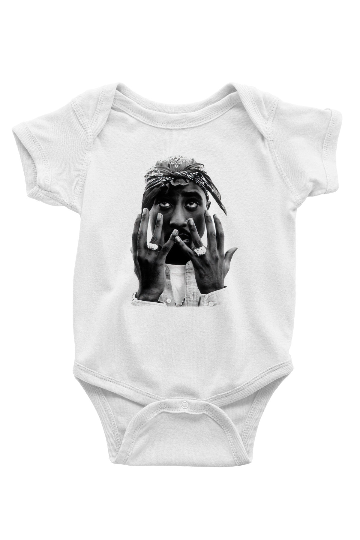 Tupac Shakur Baskılı Beyaz Unisex Bebek Body - Zıbın