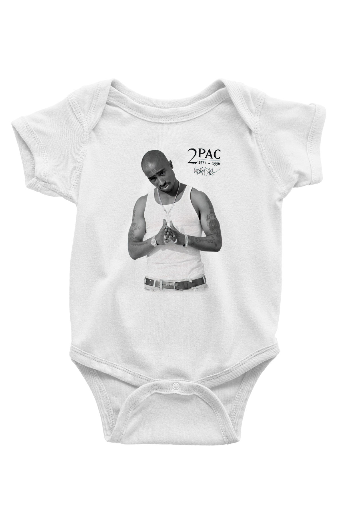 Tupac Shakur Baskılı Beyaz Unisex Bebek Body - Zıbın