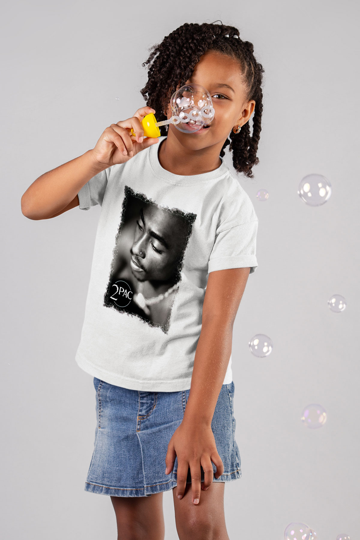 Tupac Shakur Baskılı Beyaz Unisex Çocuk Tişört
