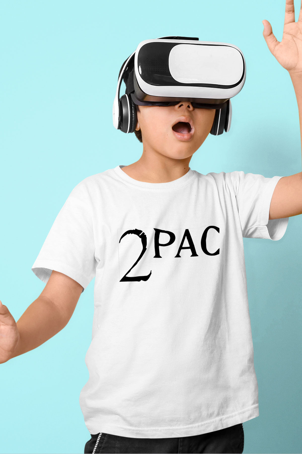 Tupac Shakur Baskılı Beyaz Unisex Çocuk Tişört