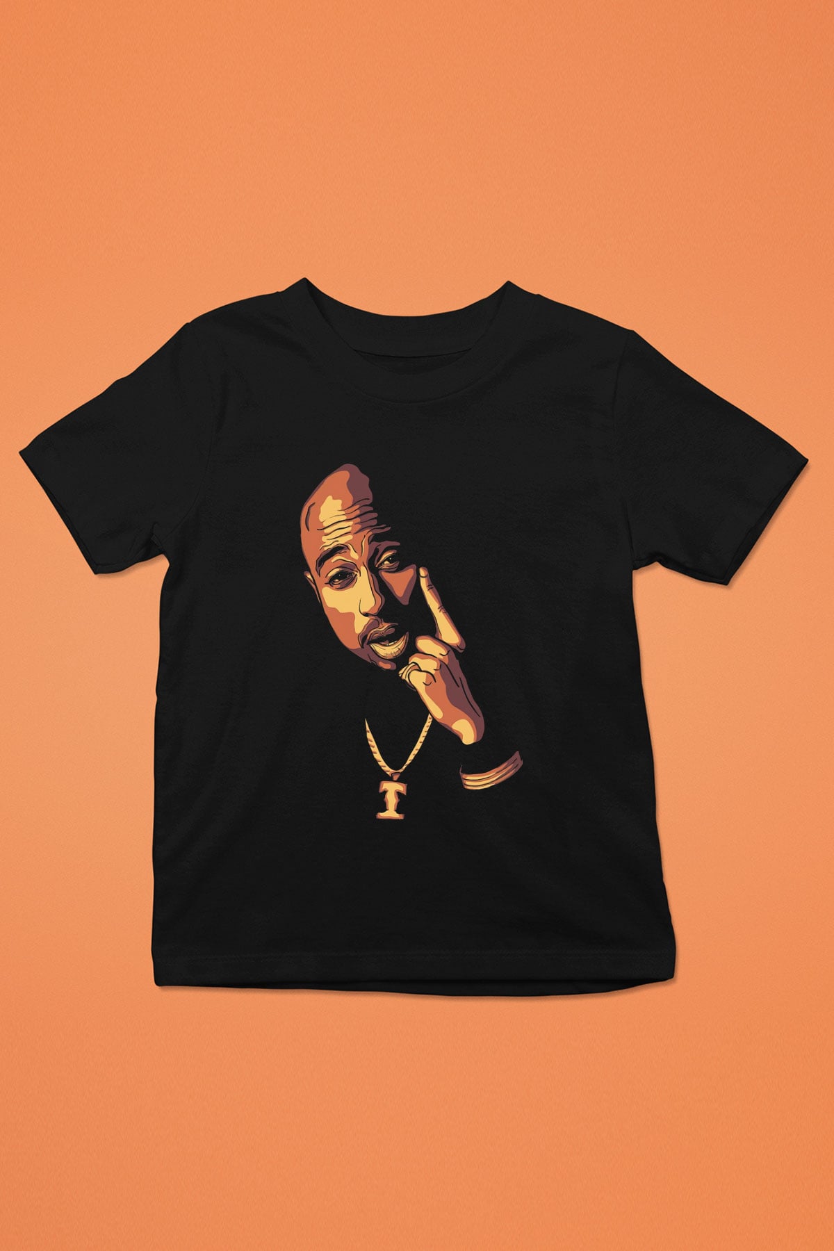 Tupac Shakur Baskılı Siyah Unisex Çocuk Tişört