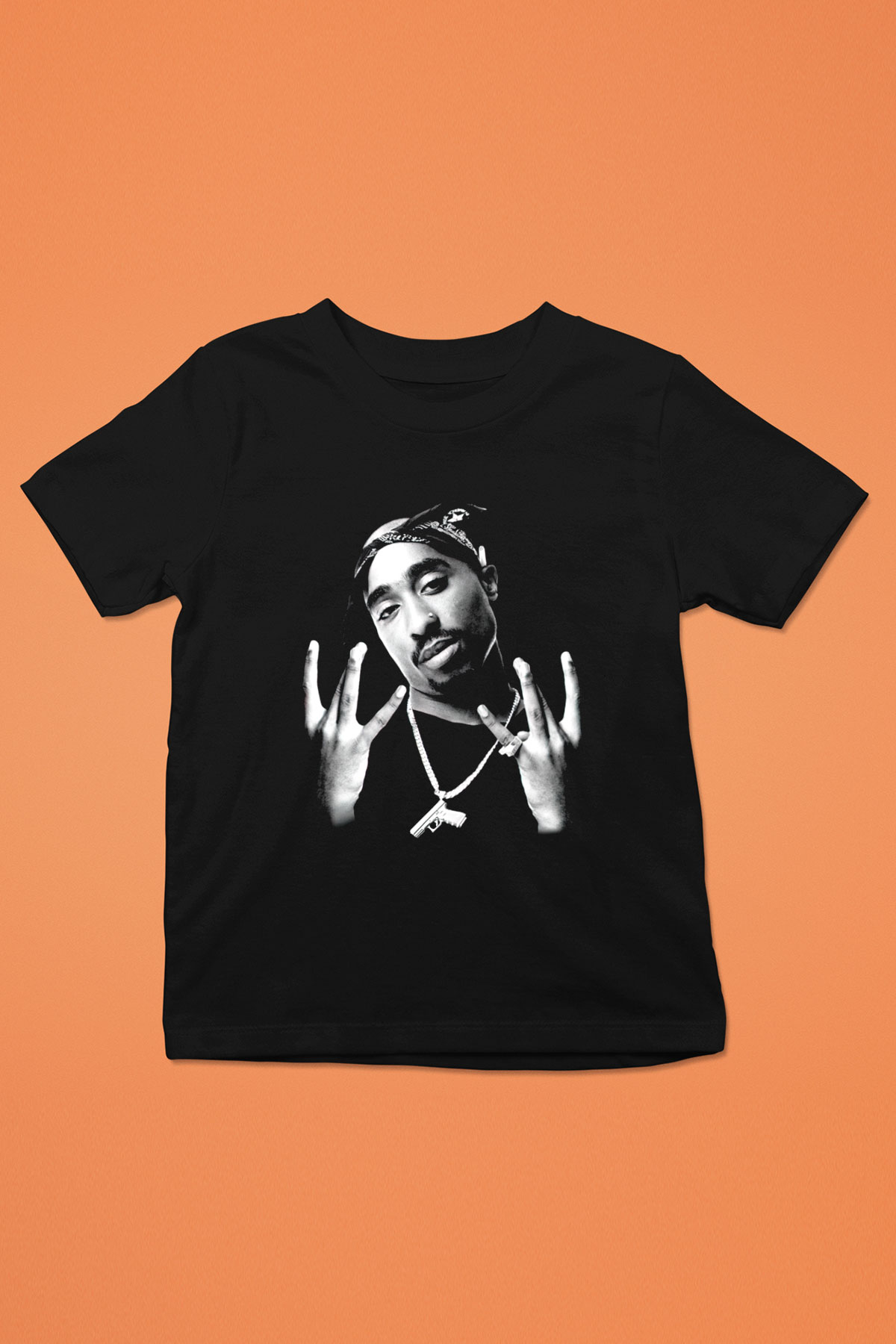 Tupac Shakur Baskılı Siyah Unisex Çocuk Tişört