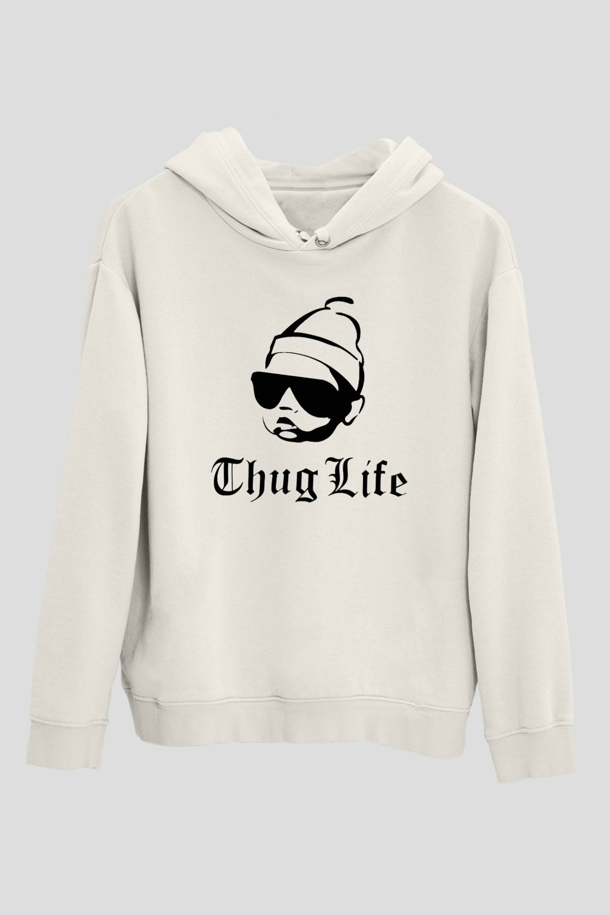 Tupac Shakur Beyaz Unisex Kapşonlu Sweatshirt