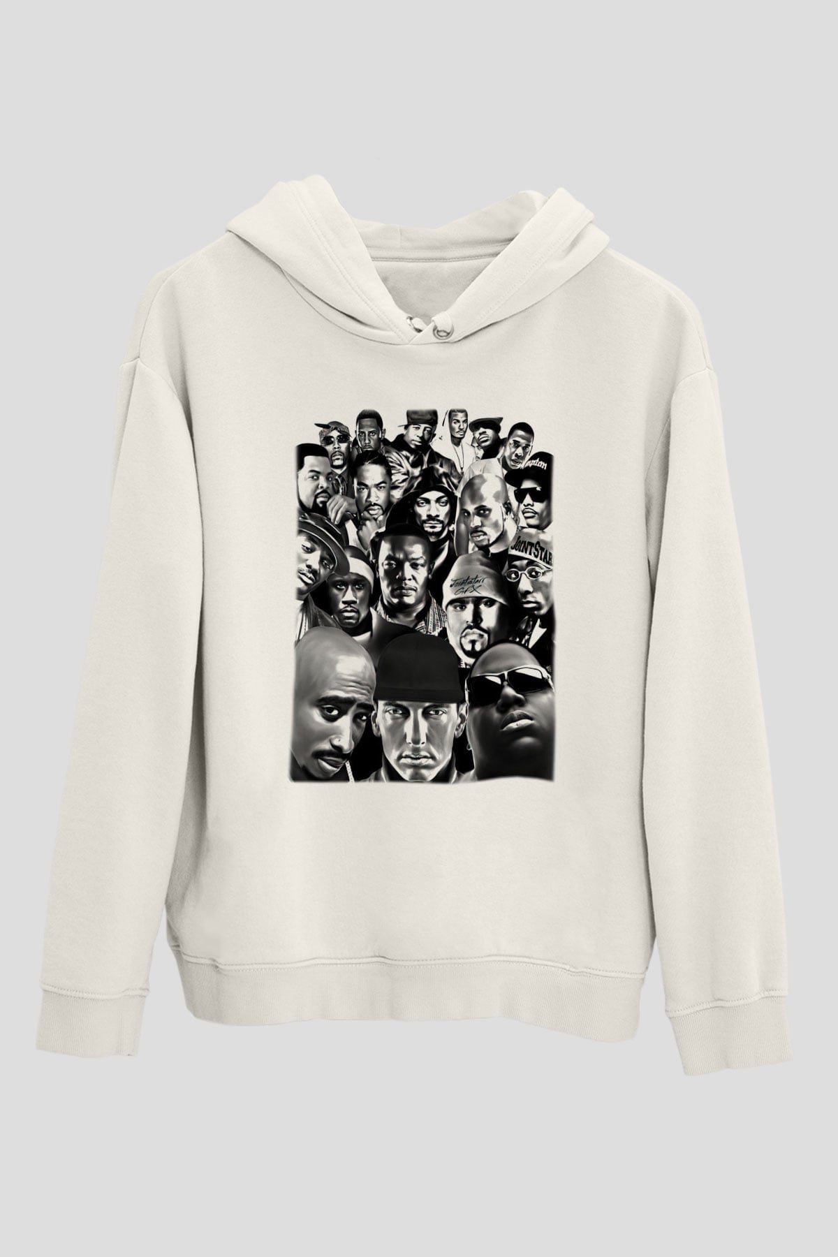 Tupac Shakur Beyaz Unisex Kapşonlu Sweatshirt