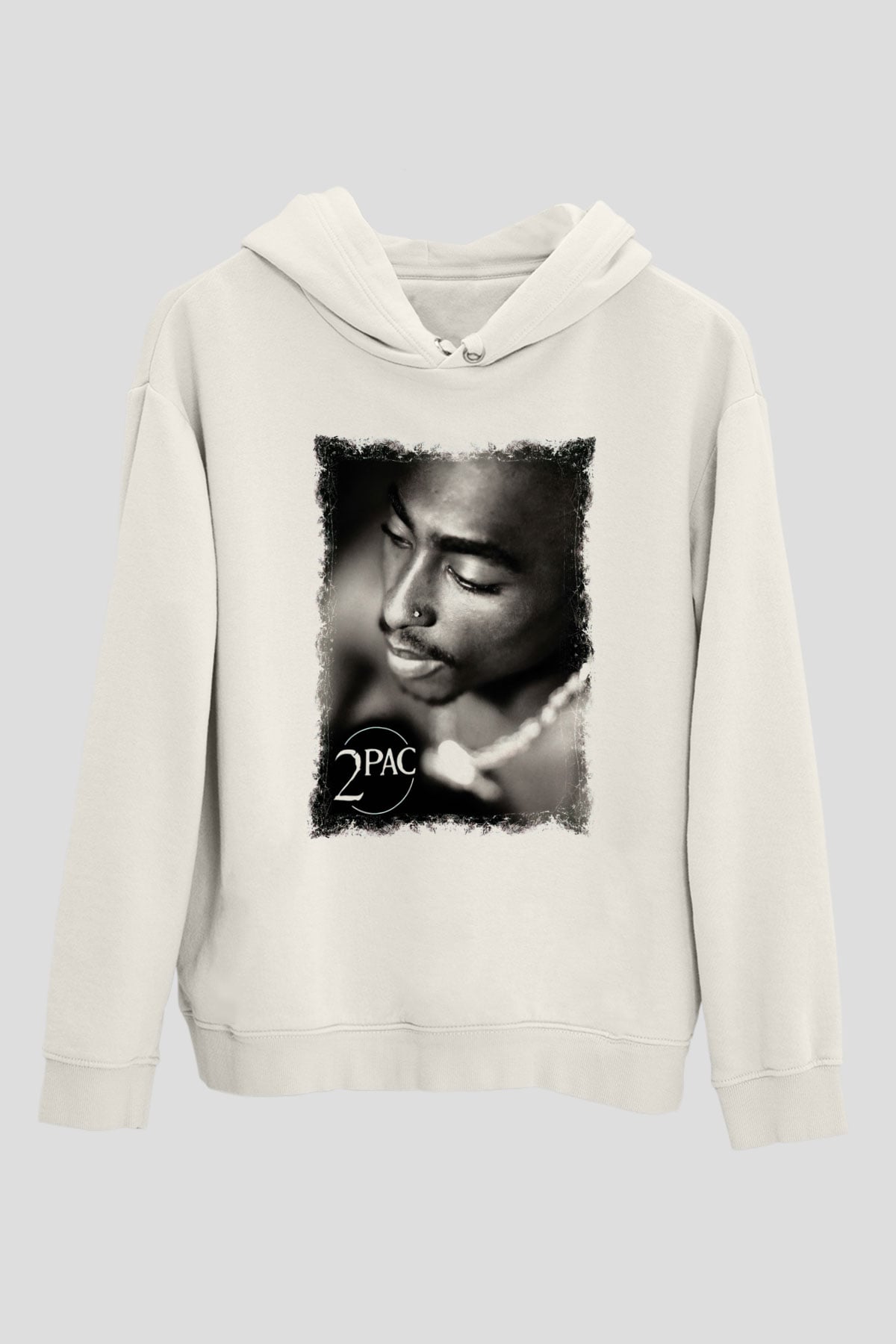 Tupac Shakur Beyaz Unisex Kapşonlu Sweatshirt