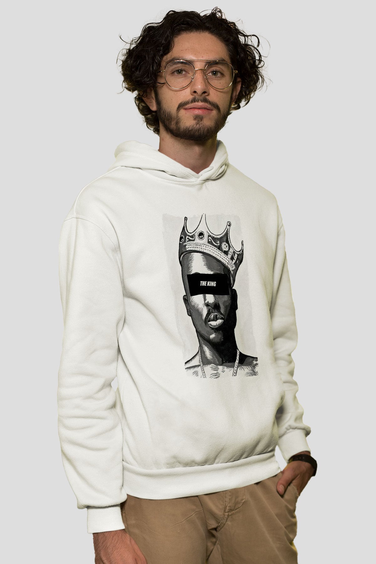 Tupac Shakur Beyaz Unisex Kapüşonlu Sweatshirt