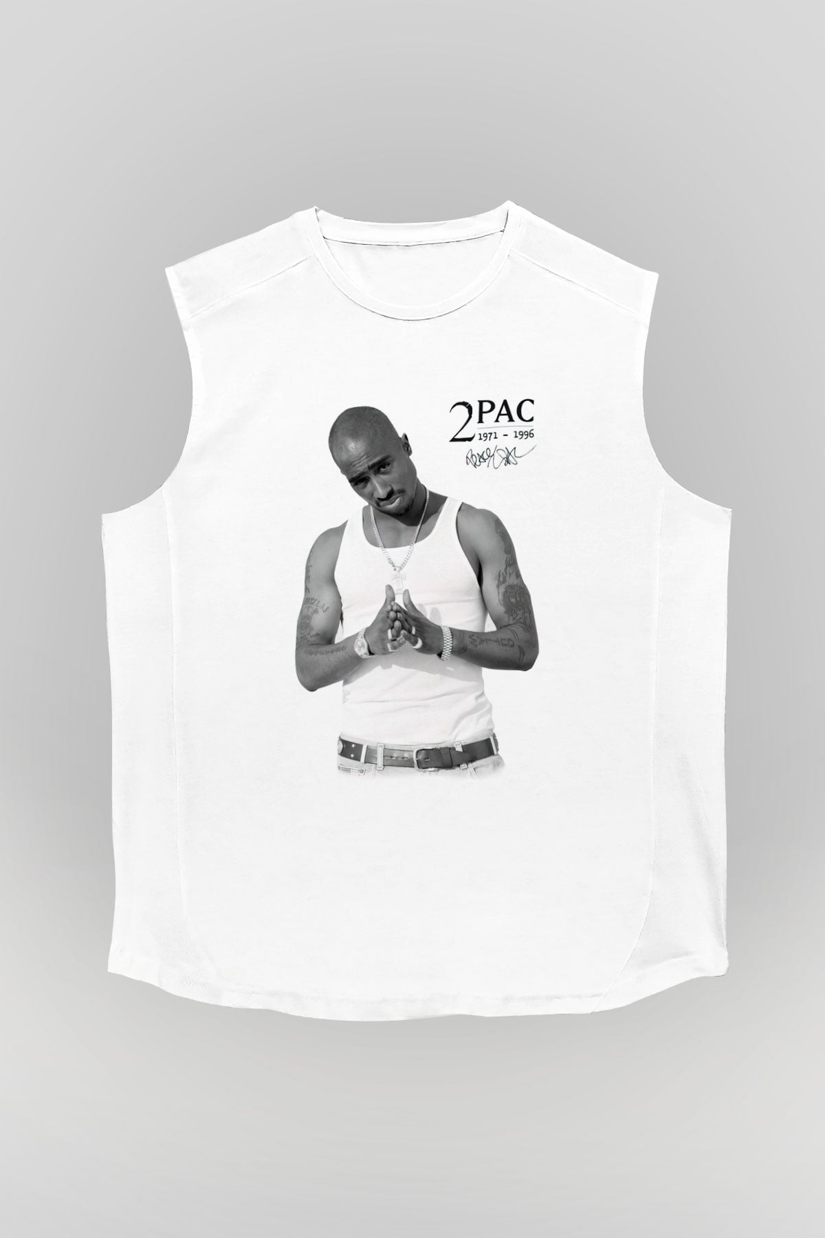 Tupac Shakur Beyaz Unisex Kolsuz Tişört