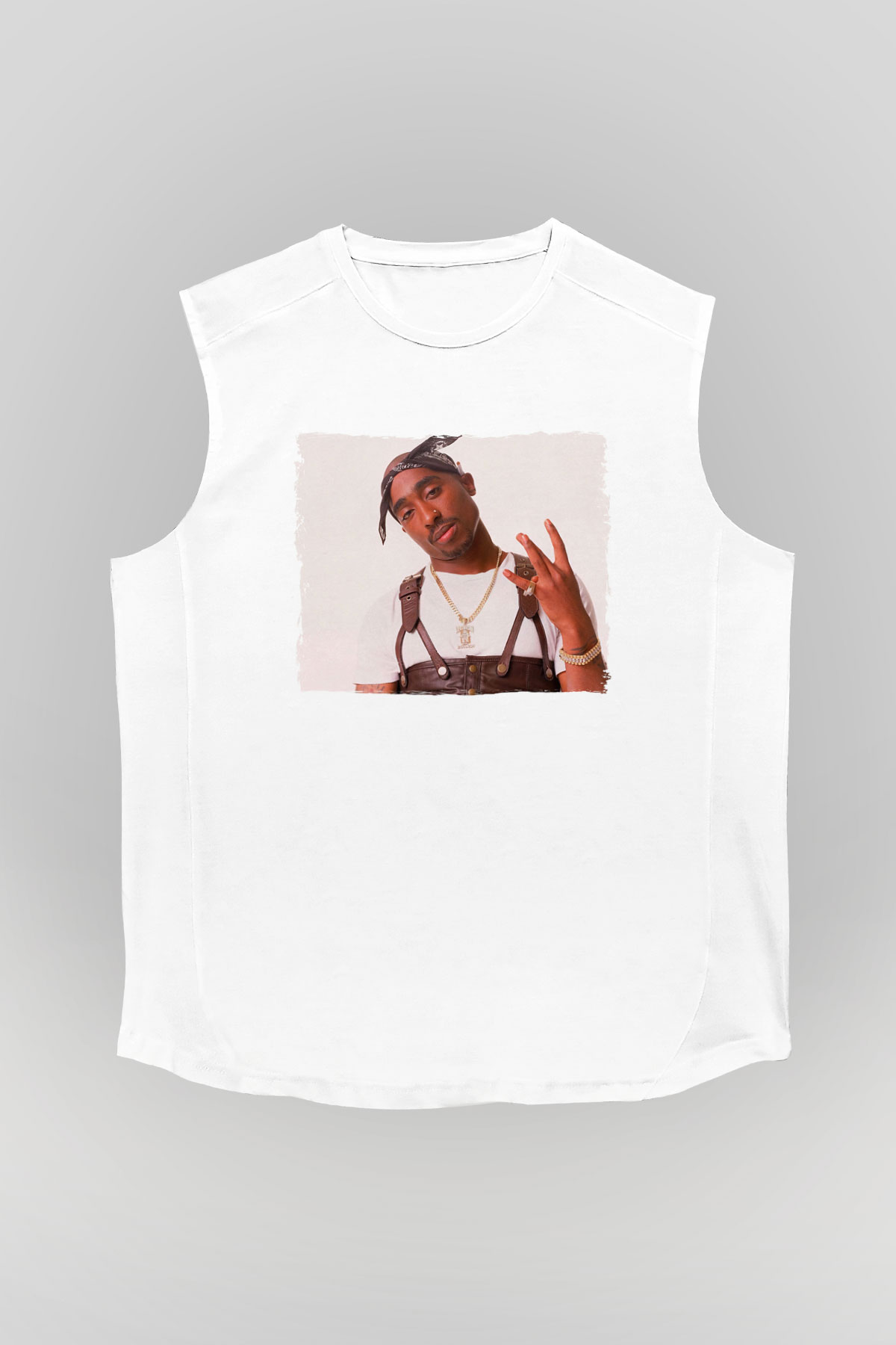 Tupac Shakur Beyaz Unisex Kolsuz Tişört