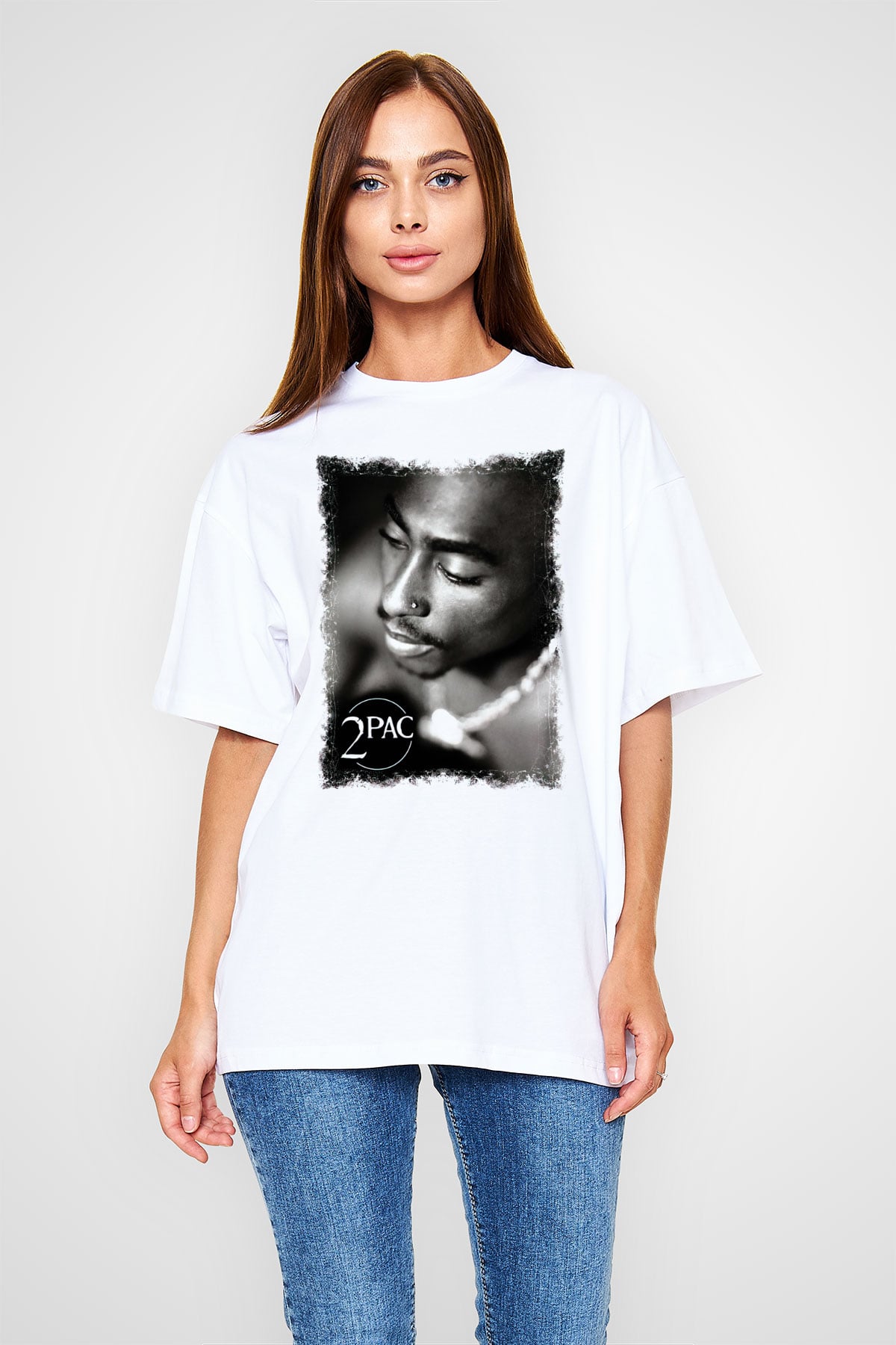 Tupac Shakur Beyaz Unisex Oversize Tişört T-Shirt
