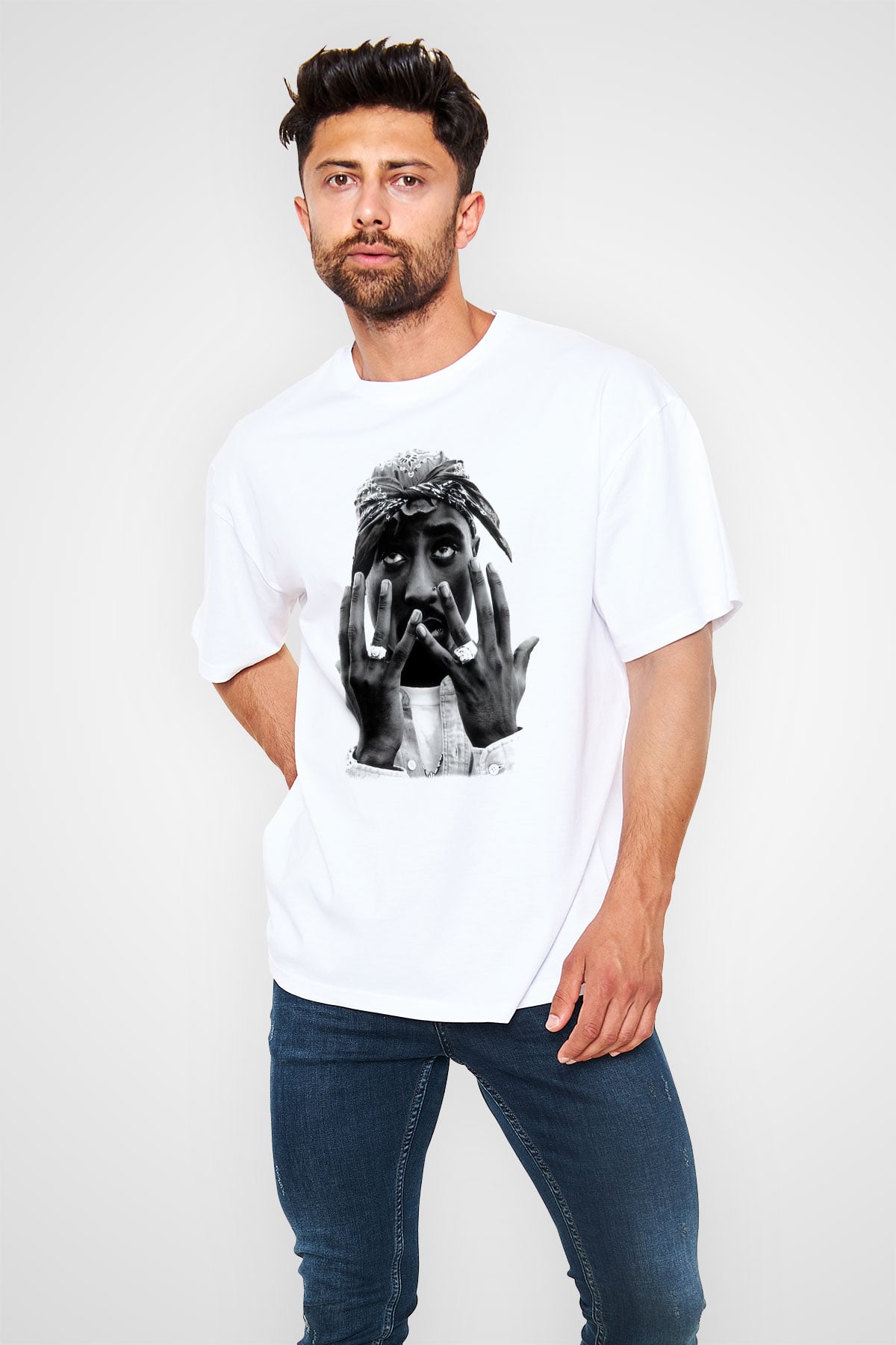 Tupac Shakur Beyaz Unisex Oversize Tişört T-Shirt