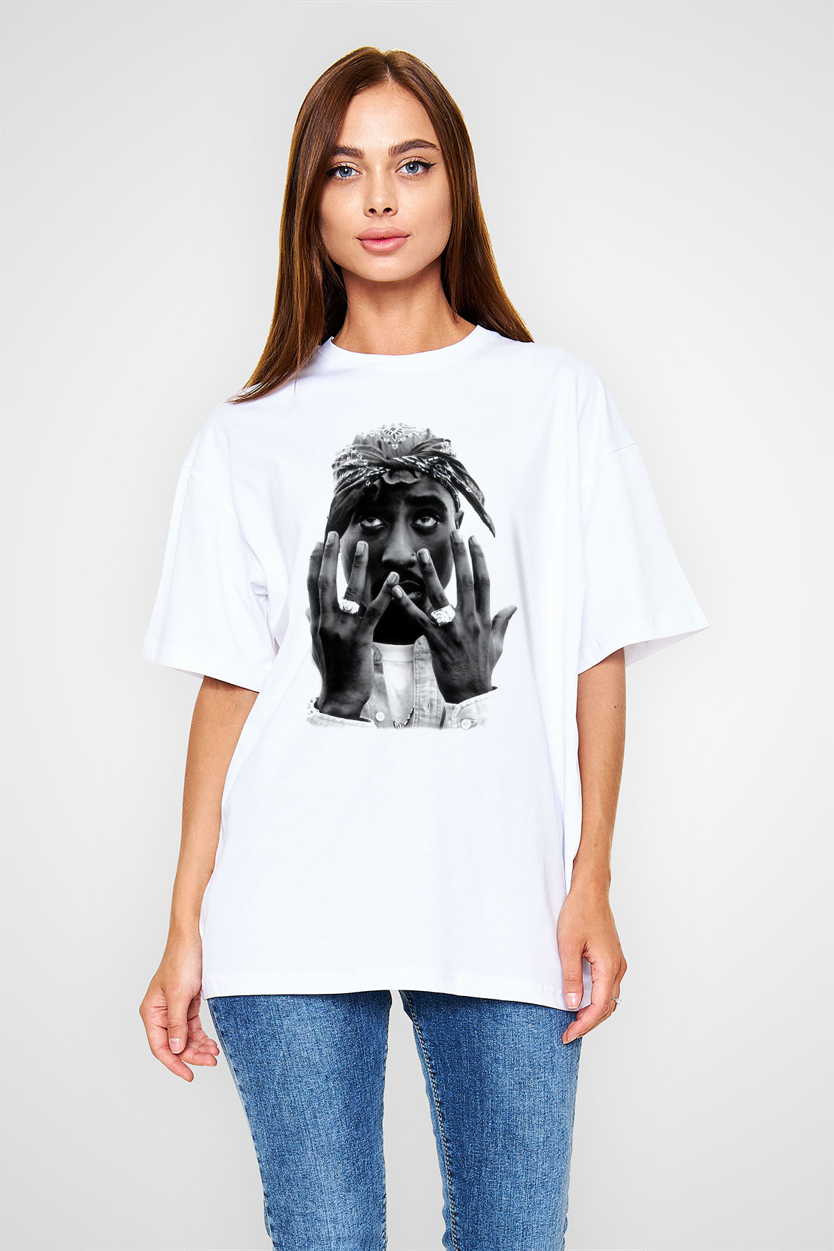 Tupac Shakur Beyaz Unisex Oversize Tişört T-Shirt