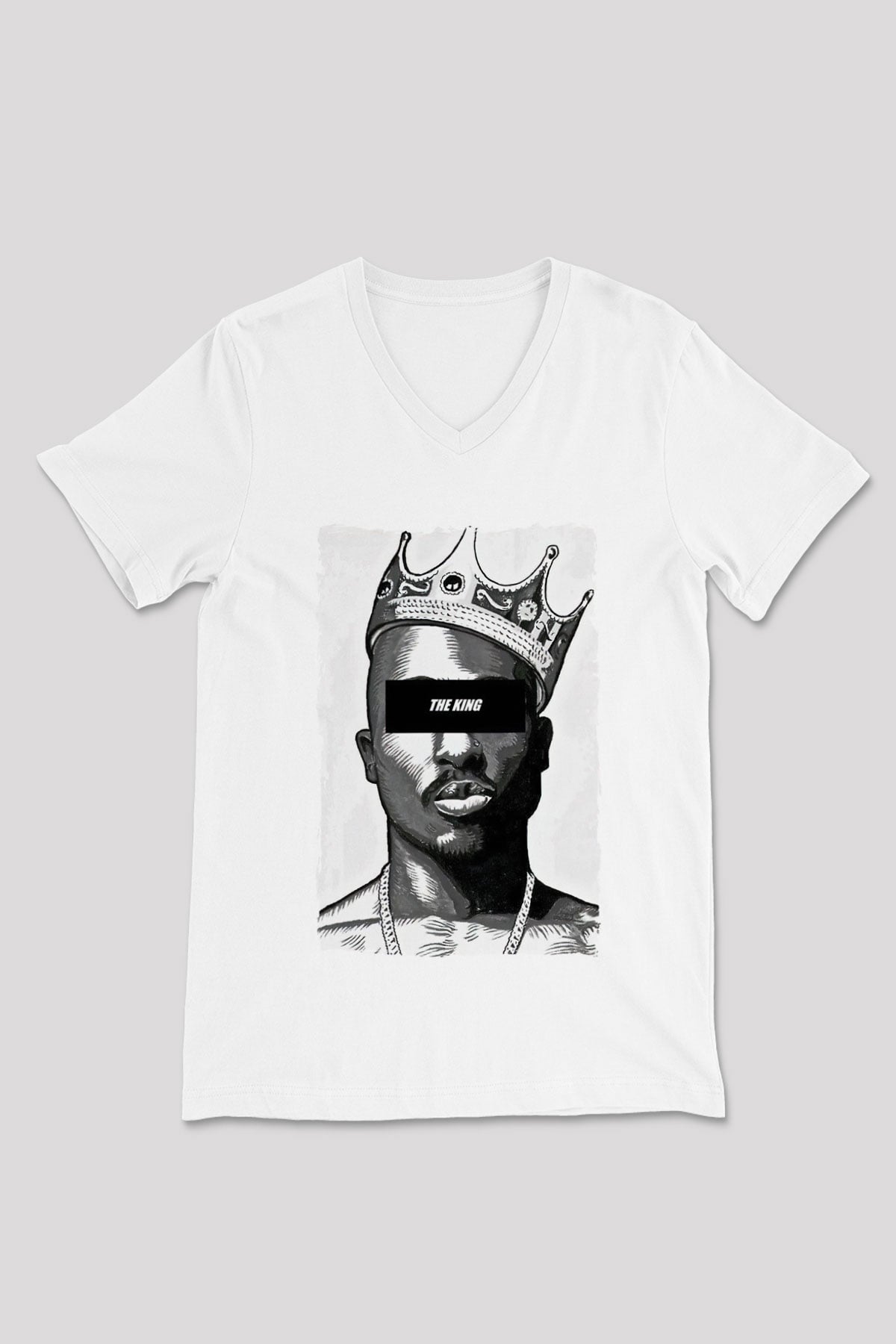 Tupac Shakur Beyaz Unisex V Yaka Tişört