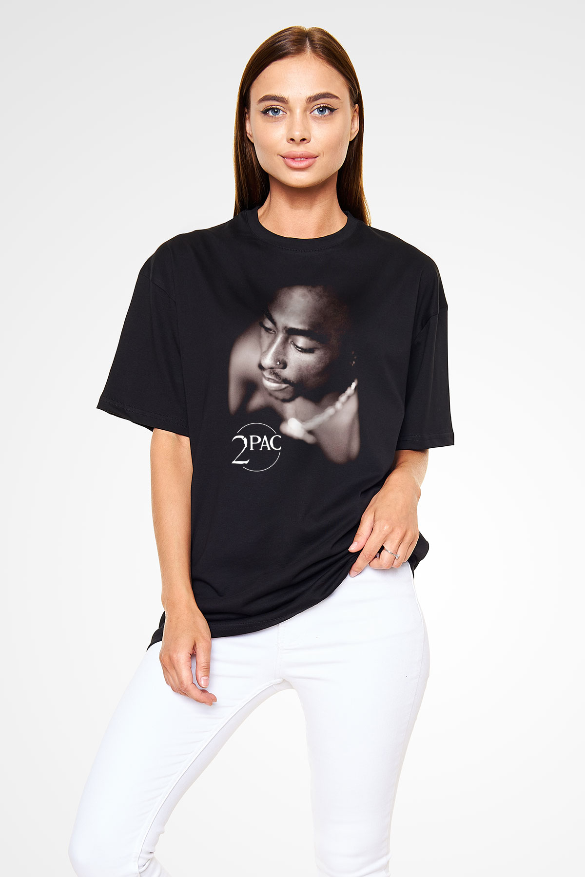Tupac Shakur Siyah Unisex Oversize Tişört T-Shirt