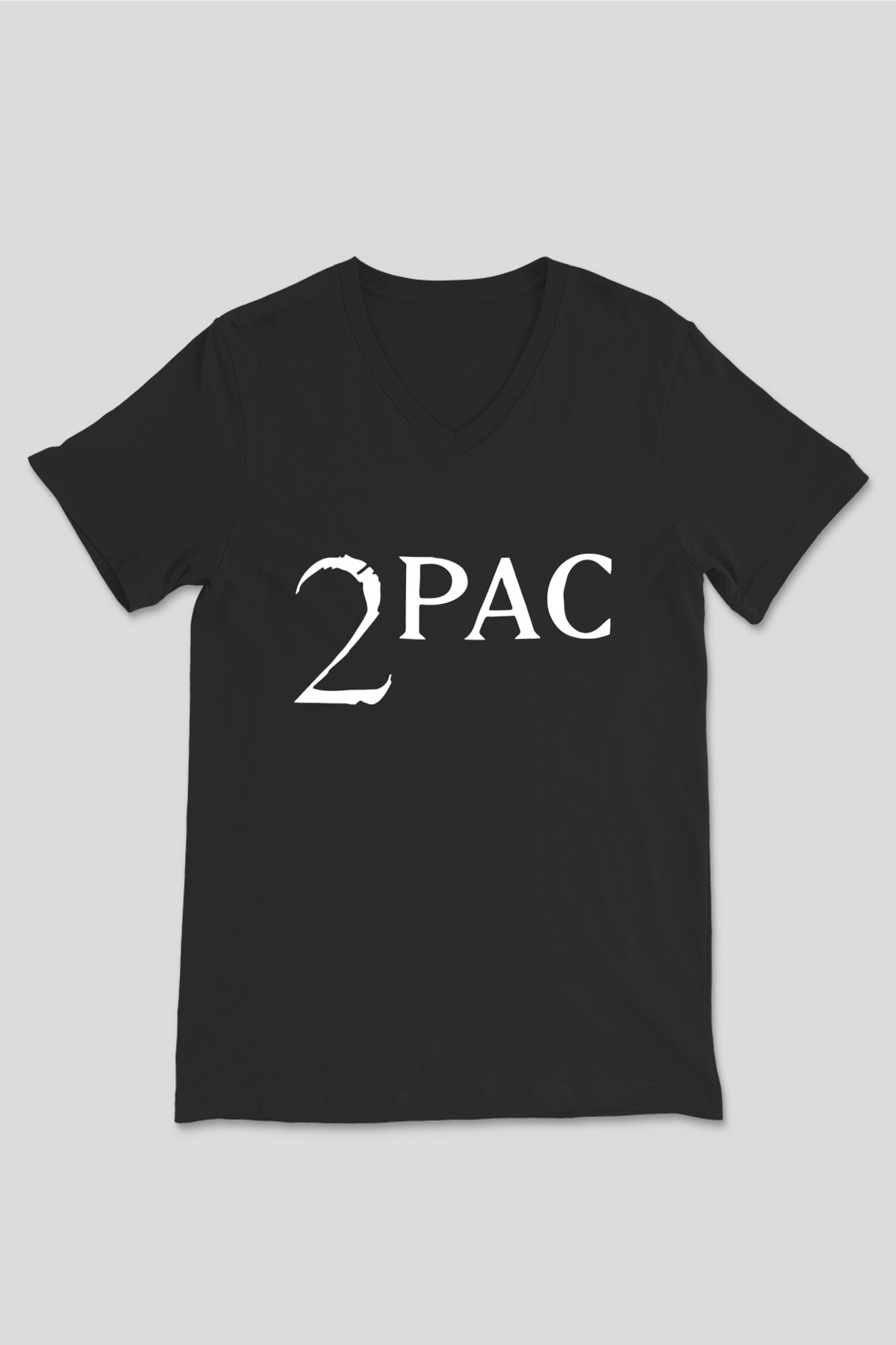 Tupac Shakur Siyah Unisex V Yaka Tişört T-Shirt