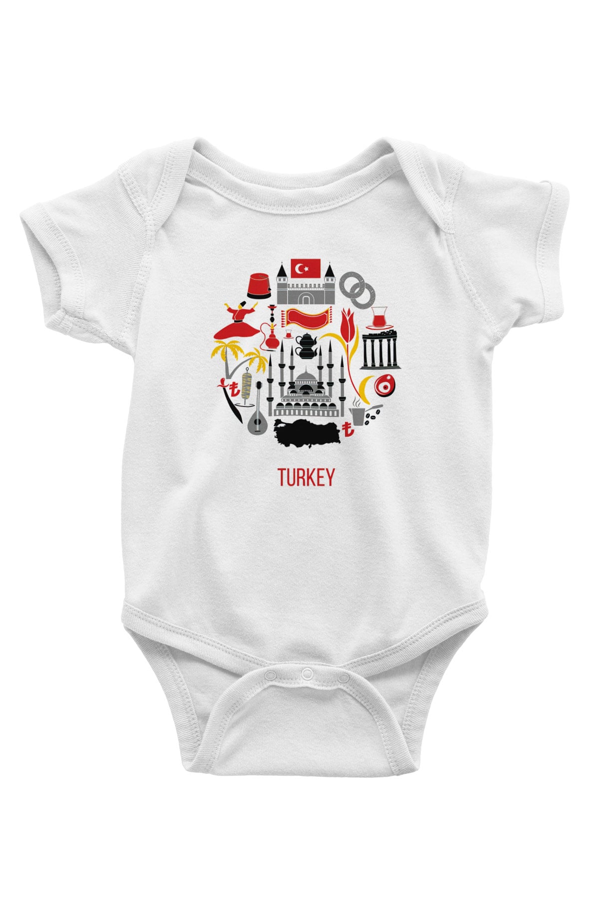 Türkiye Baskılı Beyaz Unisex Bebek Body - Zıbın