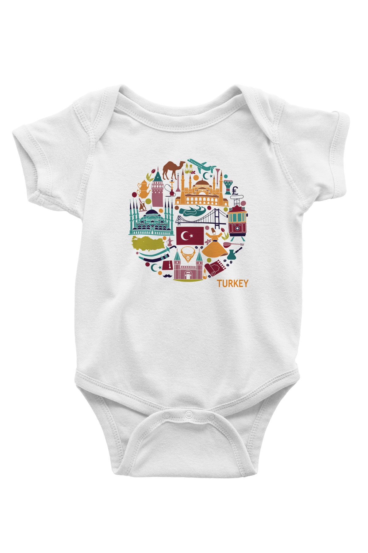 Türkiye Baskılı Beyaz Unisex Bebek Body - Zıbın