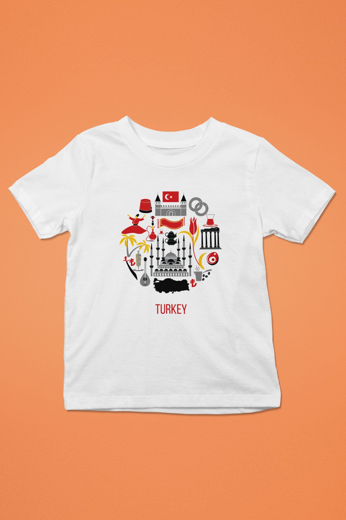 Türkiye Baskılı Beyaz Unisex Çocuk Tişört