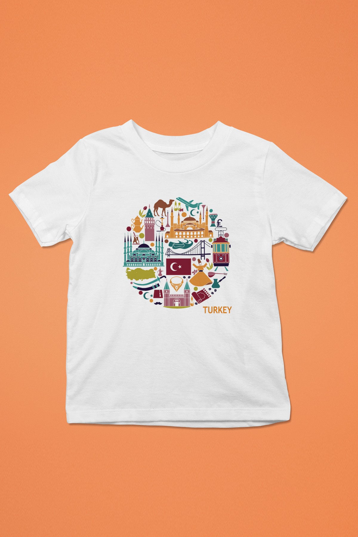 Türkiye Baskılı Beyaz Unisex Çocuk Tişört