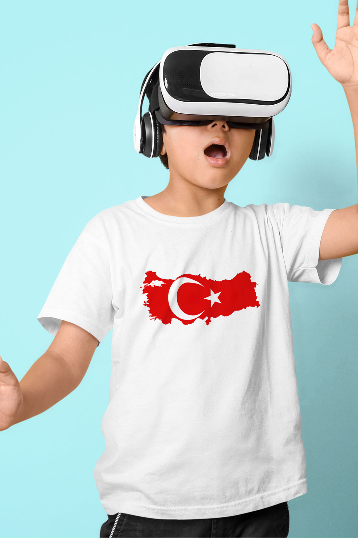 Türkiye Baskılı Beyaz Unisex Çocuk Tişört