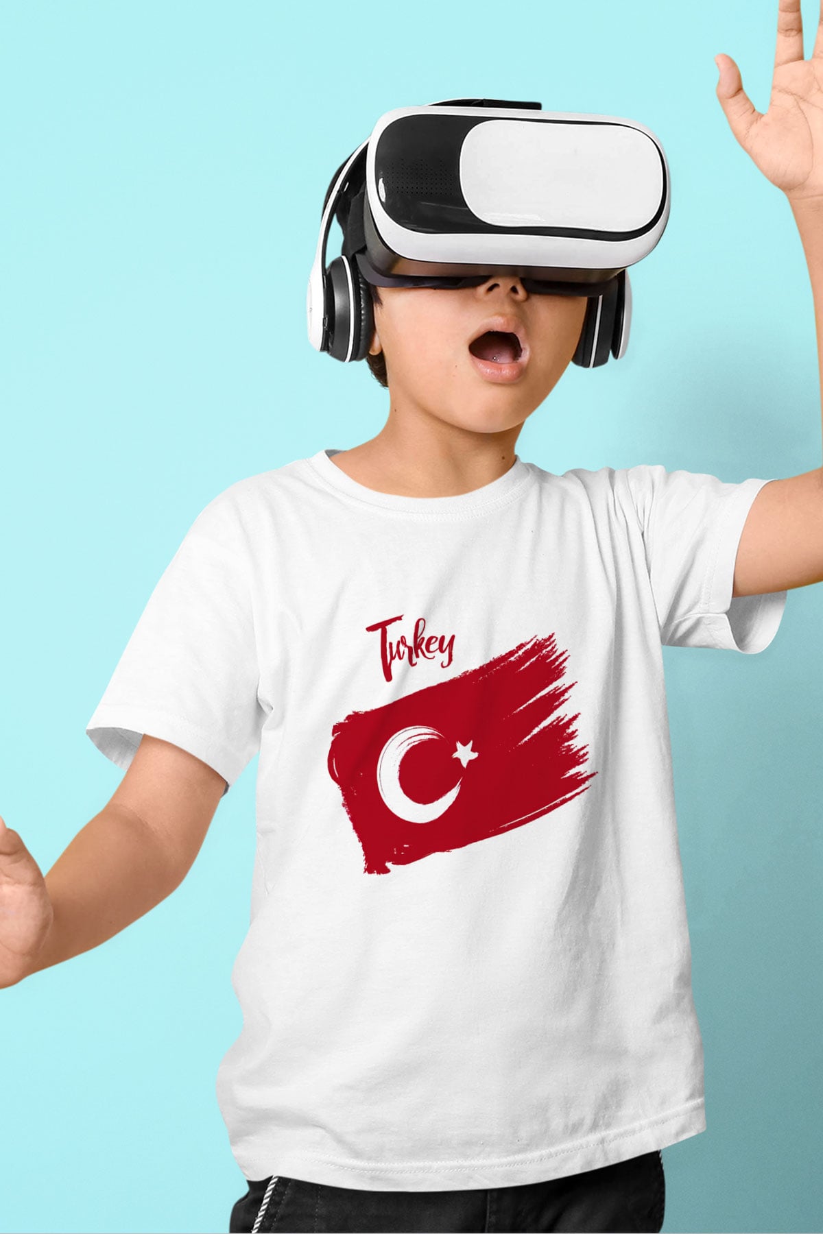 Türkiye Baskılı Beyaz Unisex Çocuk Tişört