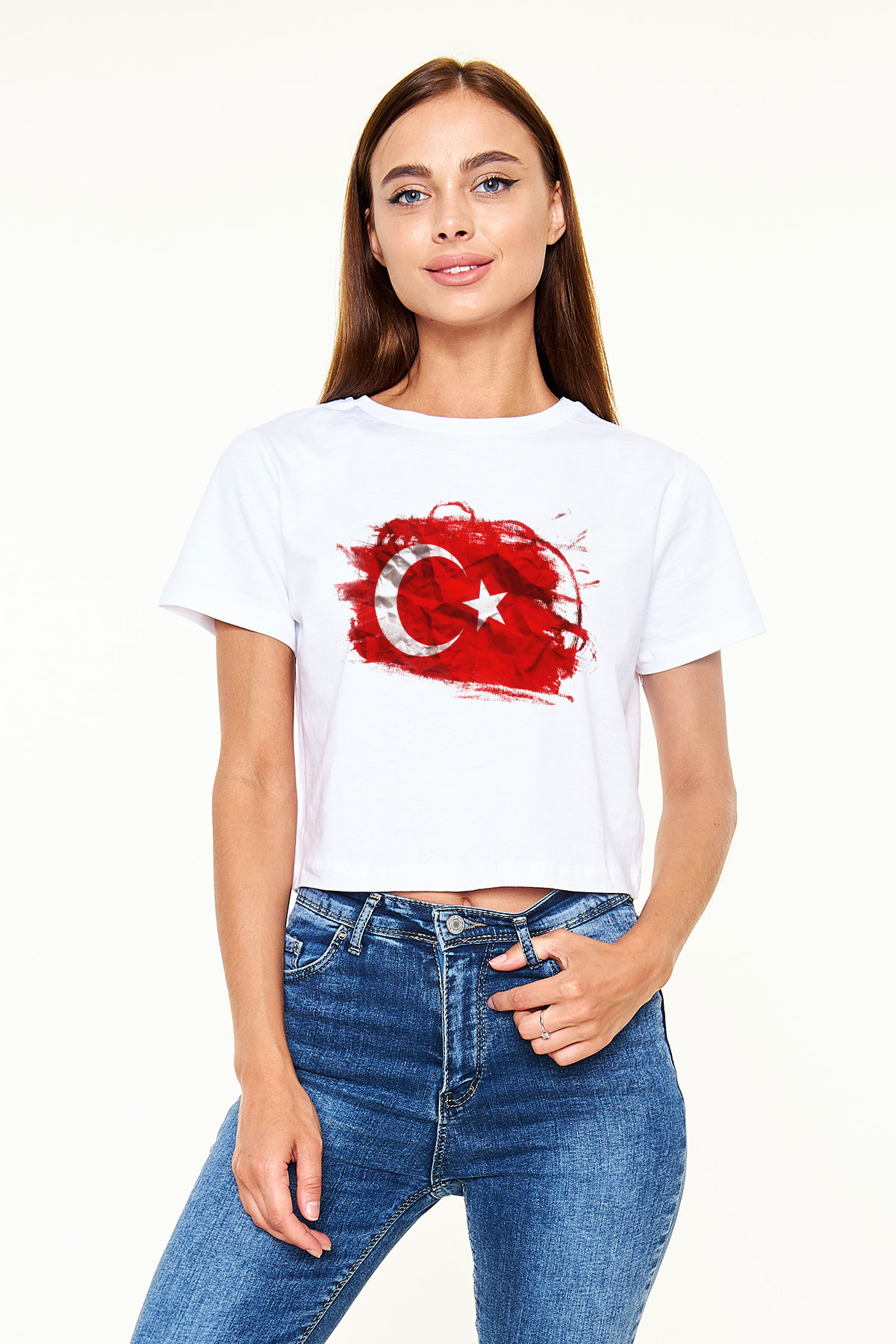 Türkiye Beyaz Croptop Tişört