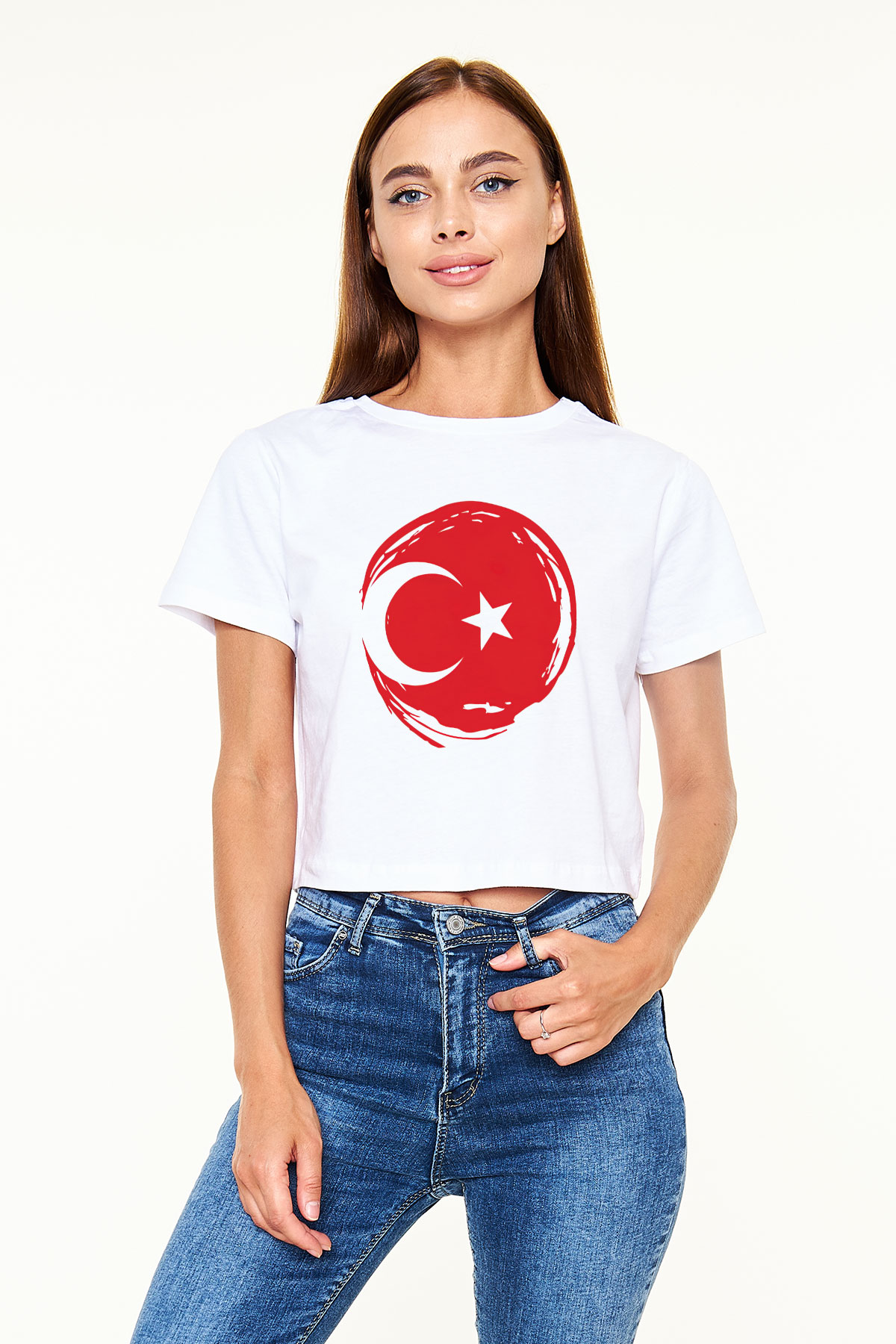 Türkiye Beyaz Croptop Tişört