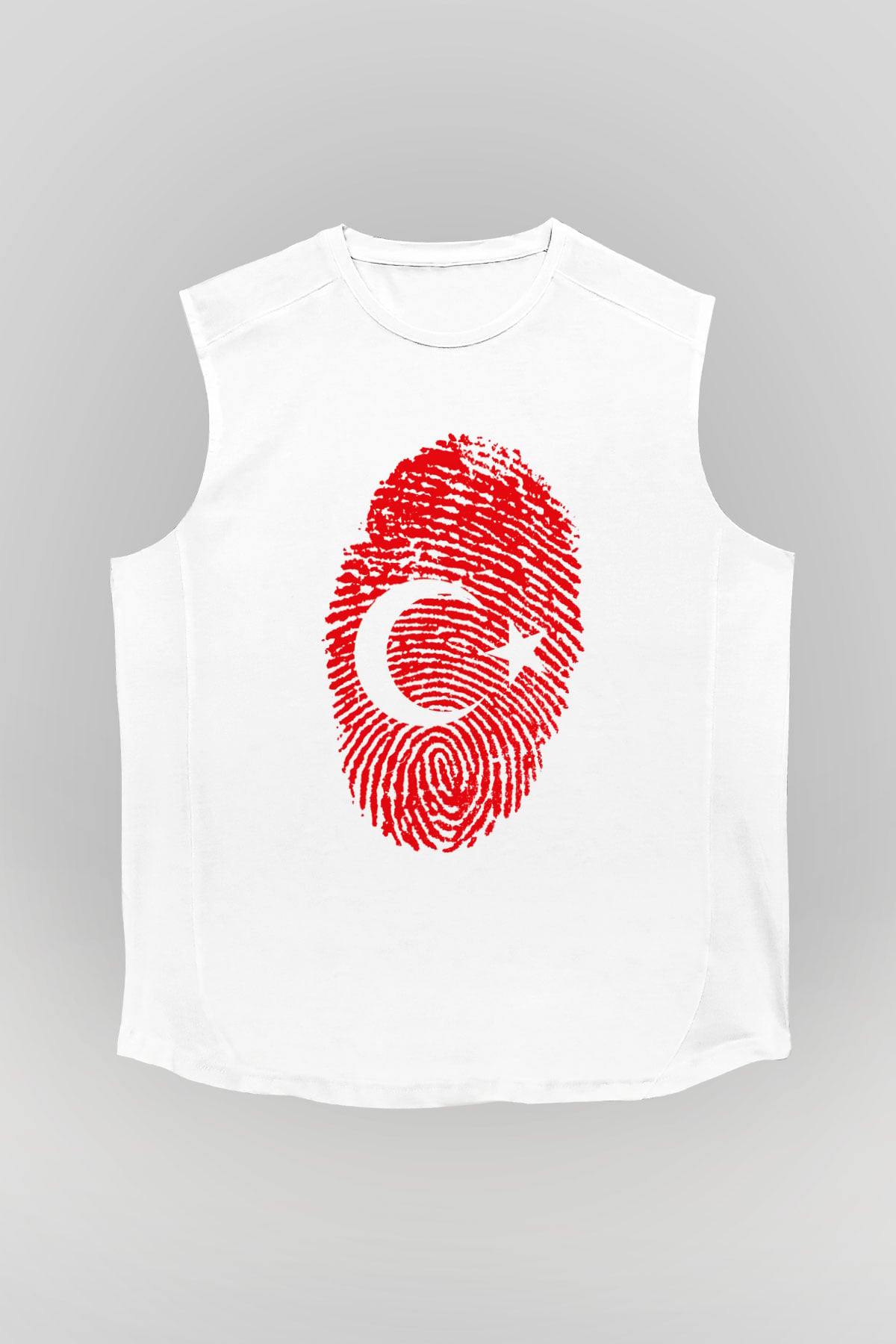 Türkiye Beyaz Unisex Kolsuz Tişört