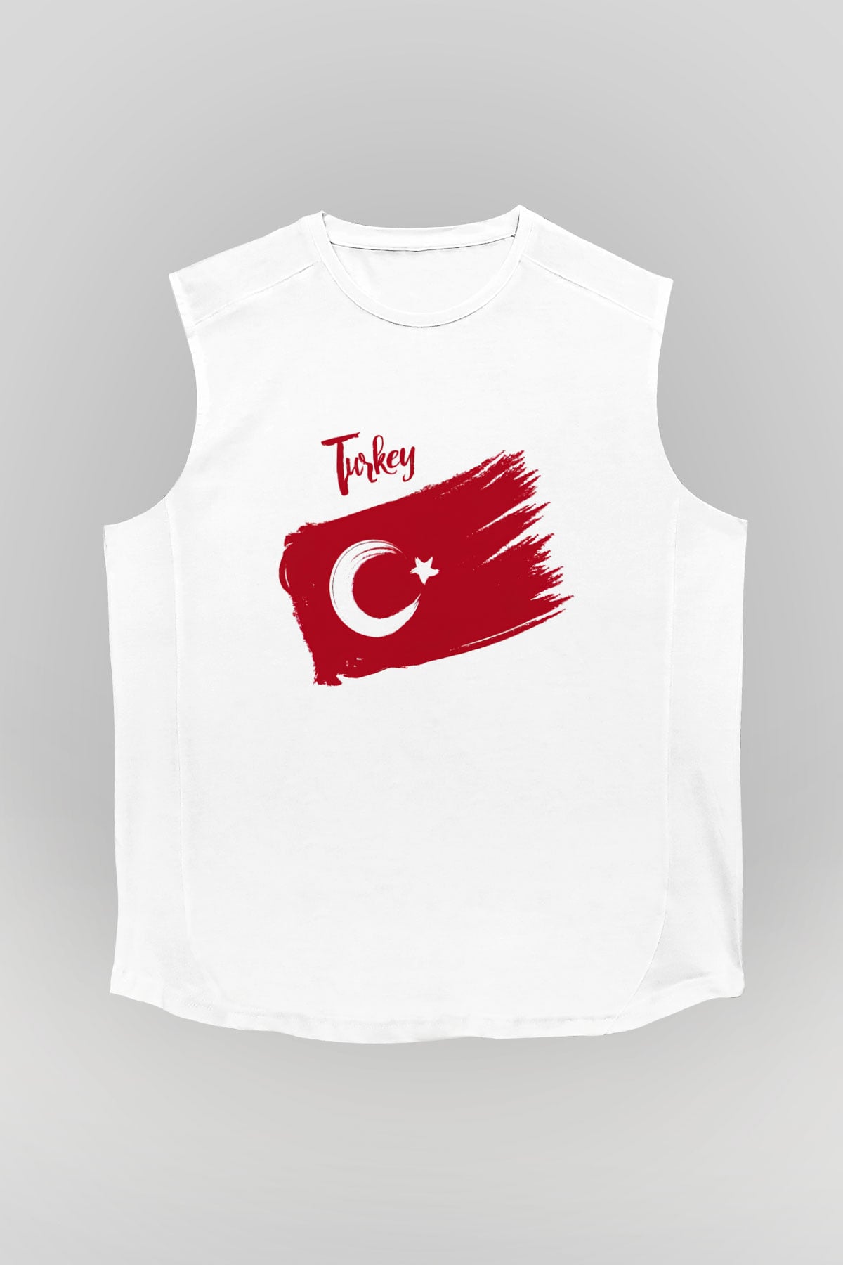 Türkiye Beyaz Unisex Kolsuz Tişört