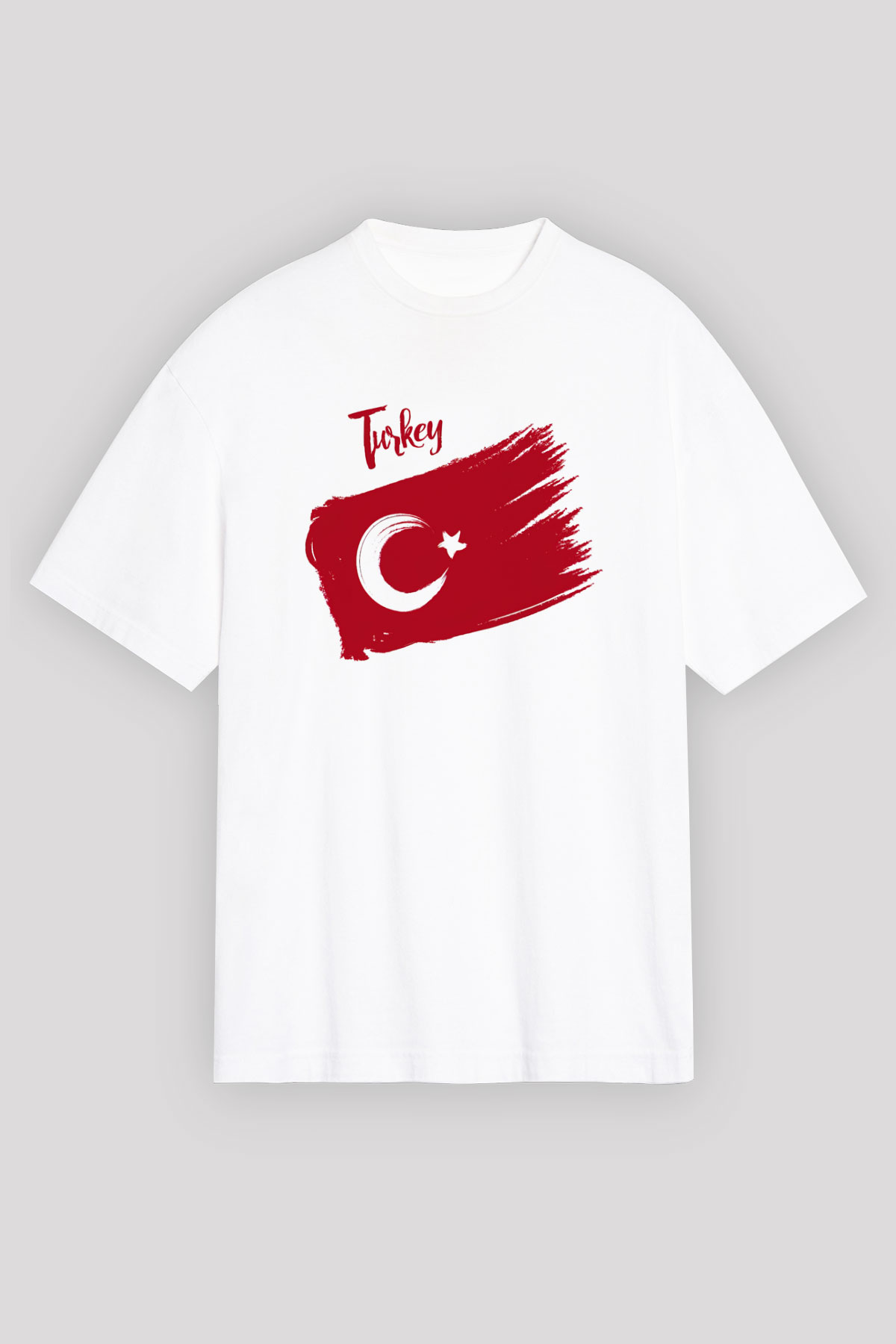 Türkiye Beyaz Unisex Oversize Tişört T-Shirt