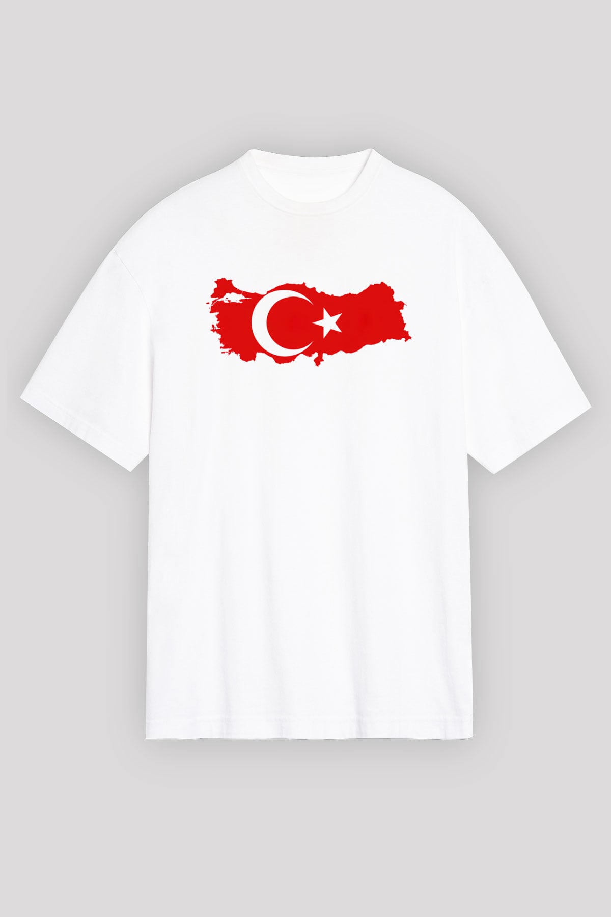 Türkiye Beyaz Unisex Oversize Tişört T-Shirt