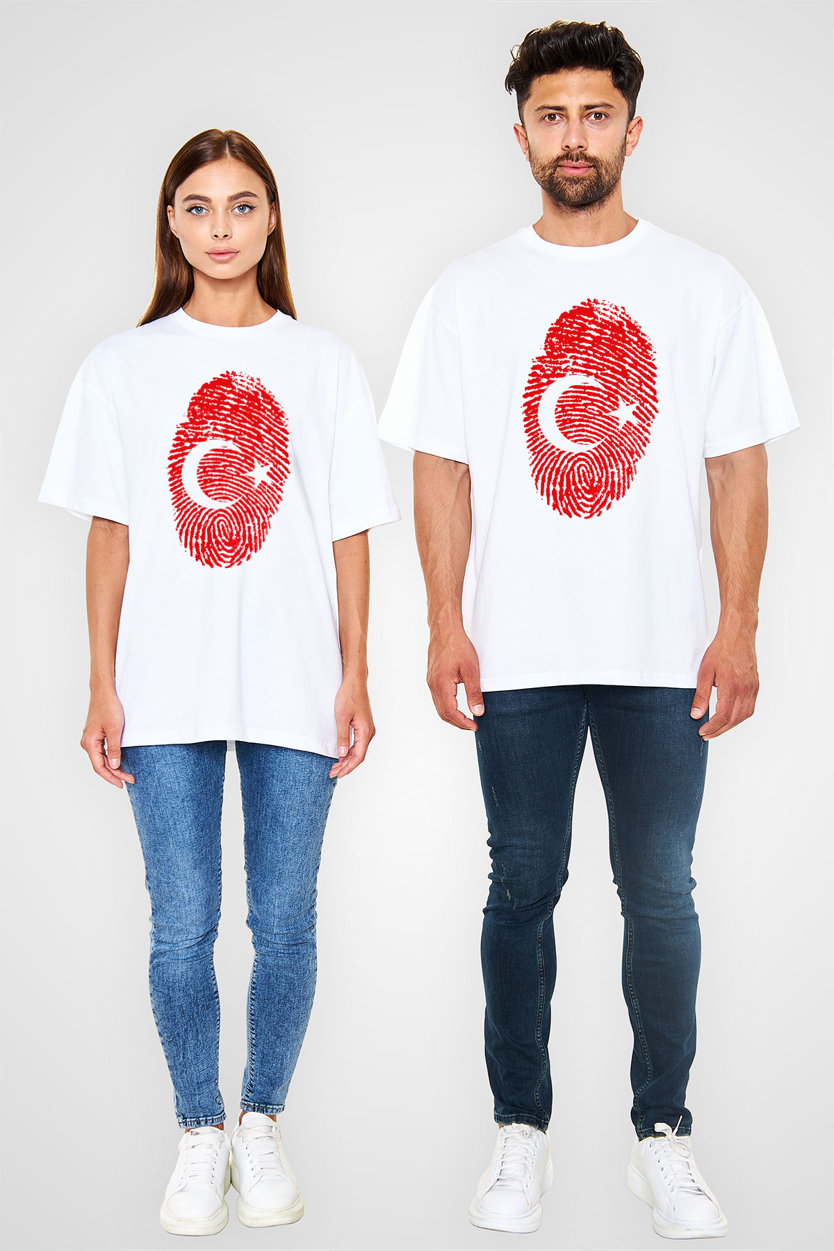 Türkiye Beyaz Unisex Oversize Tişört T-Shirt
