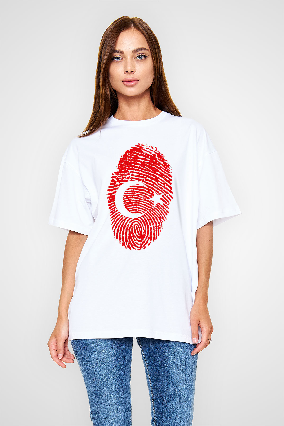 Türkiye Beyaz Unisex Oversize Tişört T-Shirt