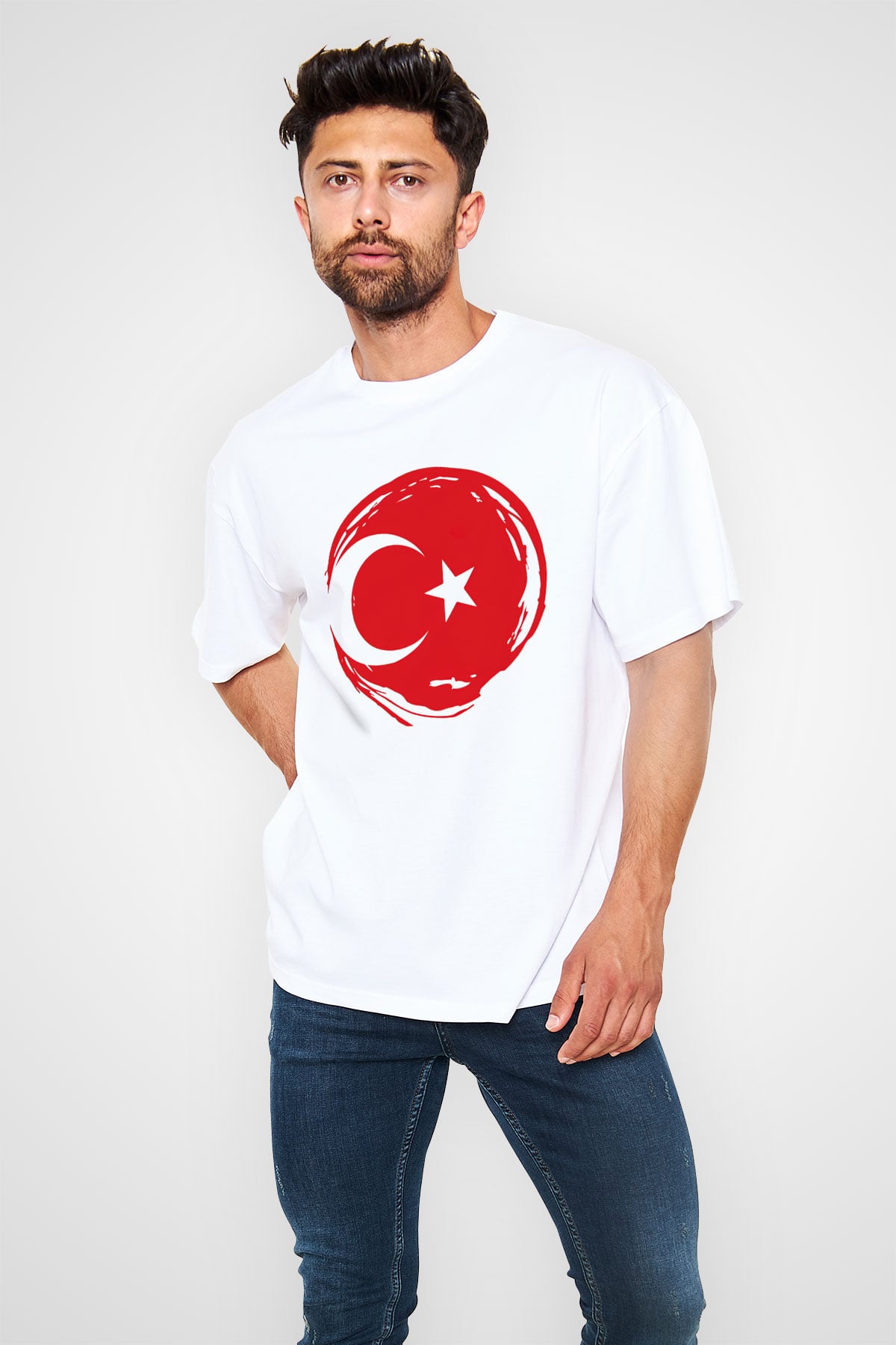 Türkiye Beyaz Unisex Oversize Tişört T-Shirt