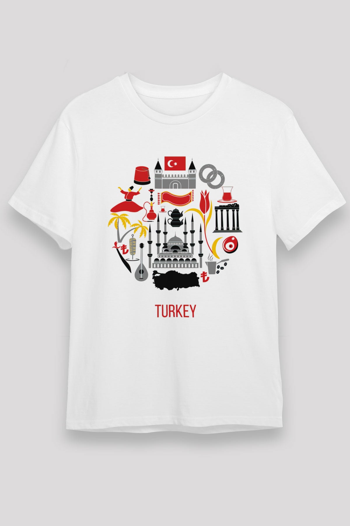 Türkiye Beyaz Unisex Tişört T-Shirt - TişörtFabrikası
