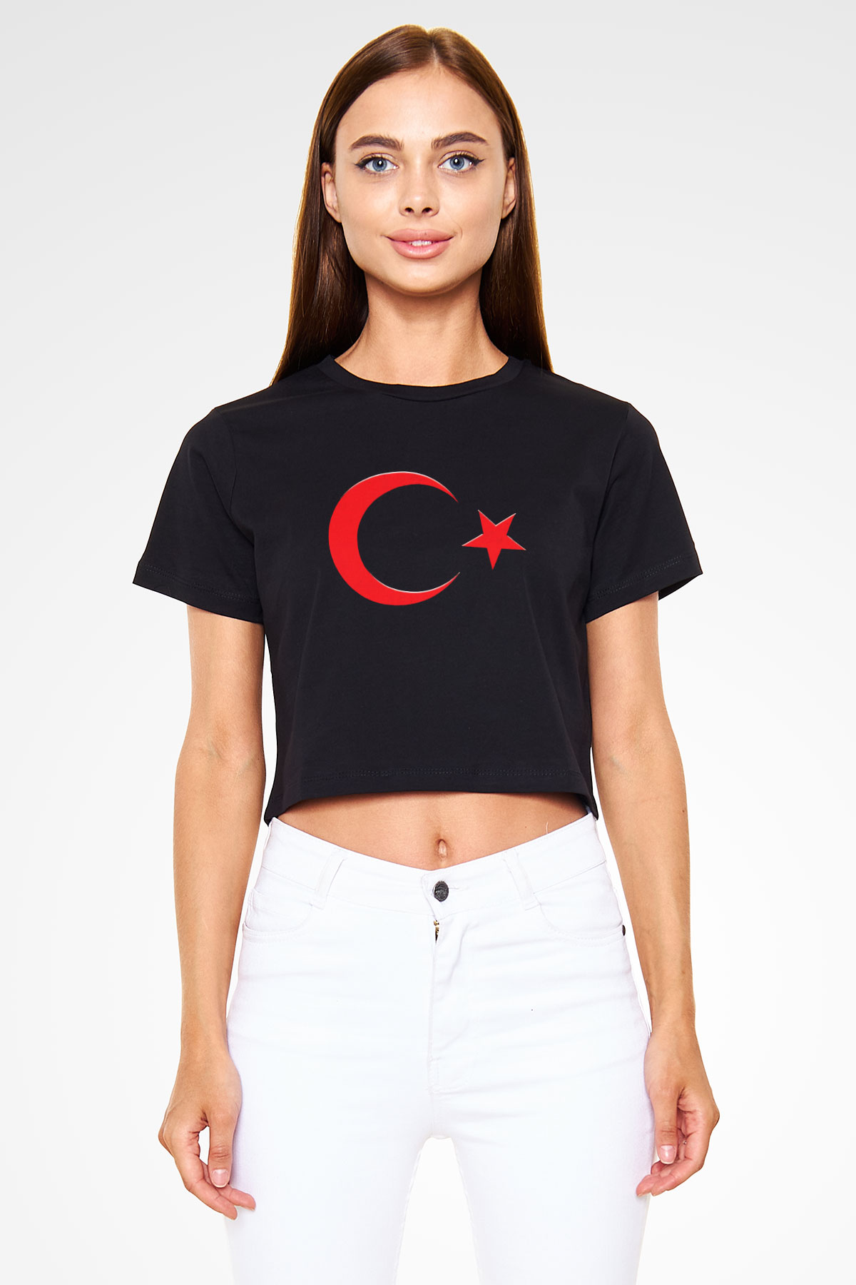 Türkiye Siyah  Crop Top Tişört