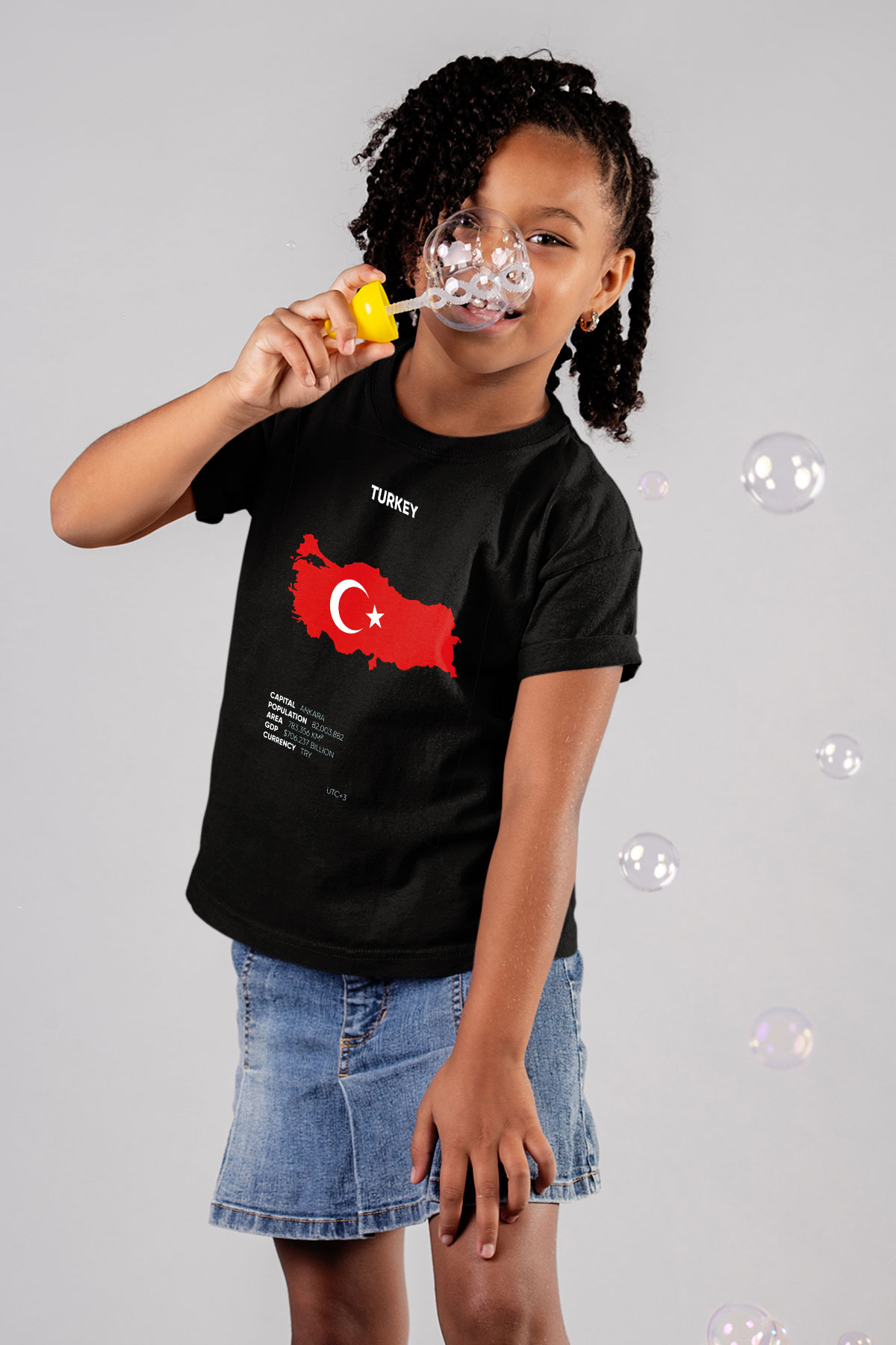 Türkiye Siyah Unisex Çocuk Tişört