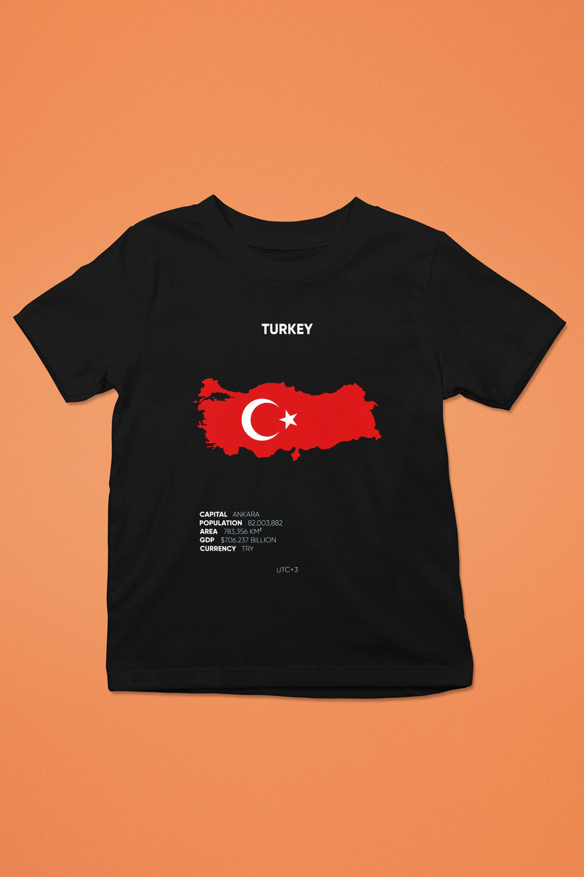 Türkiye Siyah Unisex Çocuk Tişört