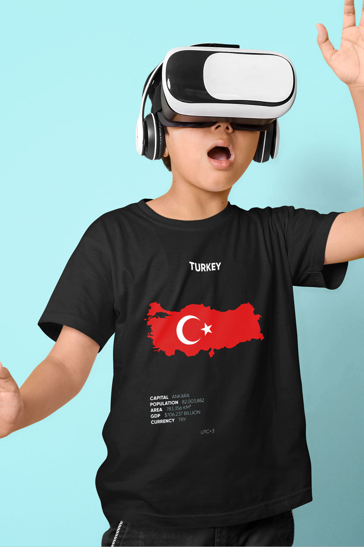 Türkiye Siyah Unisex Çocuk Tişört