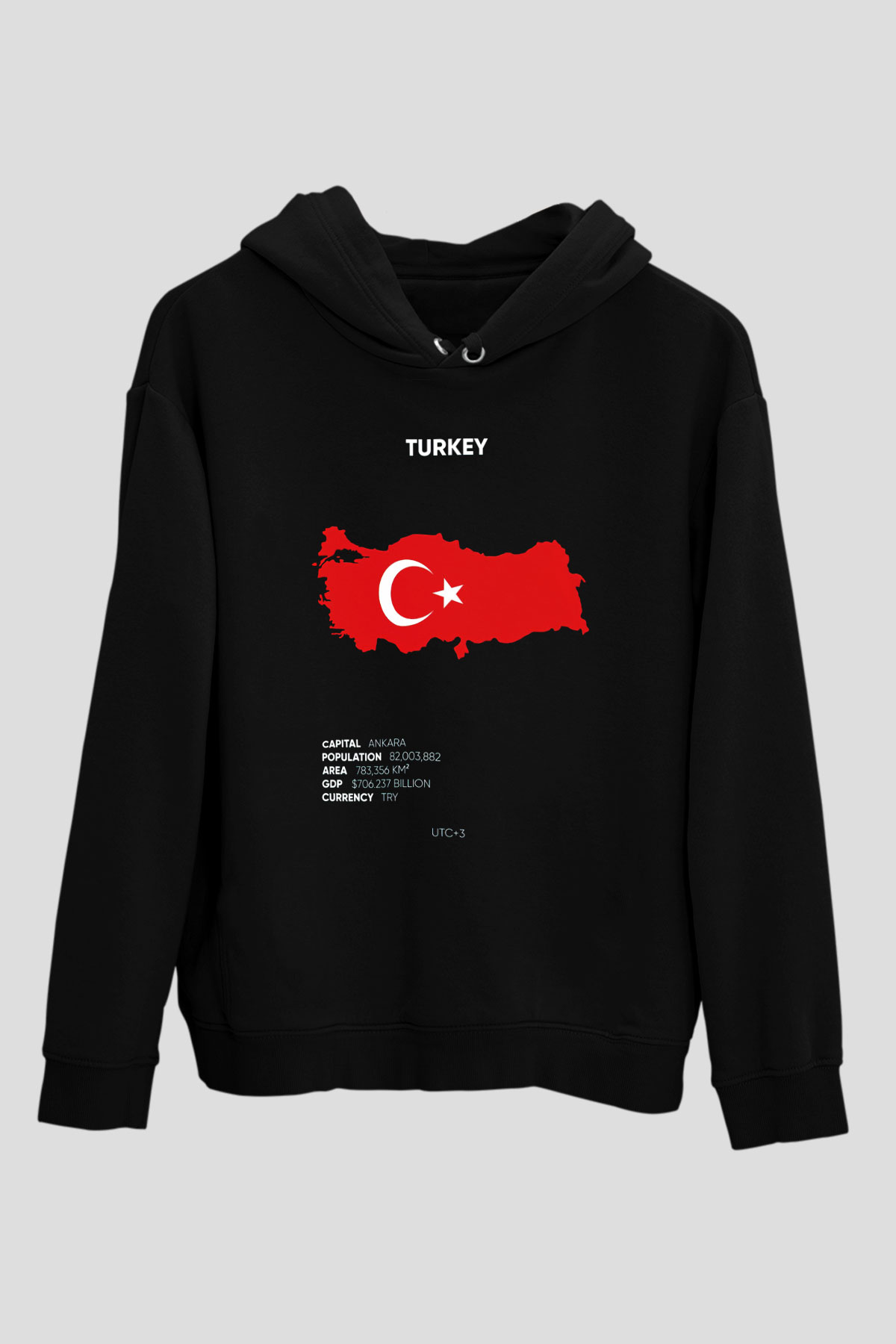 Türkiye Siyah Unisex Hoodie