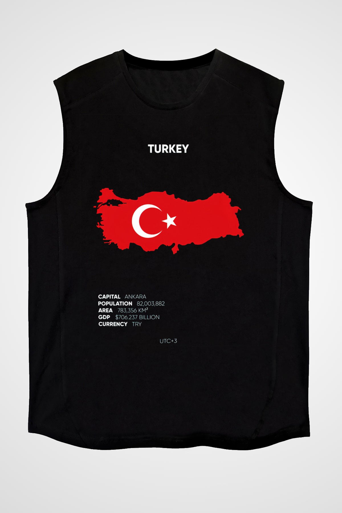Türkiye Siyah Unisex Kolsuz Tişört