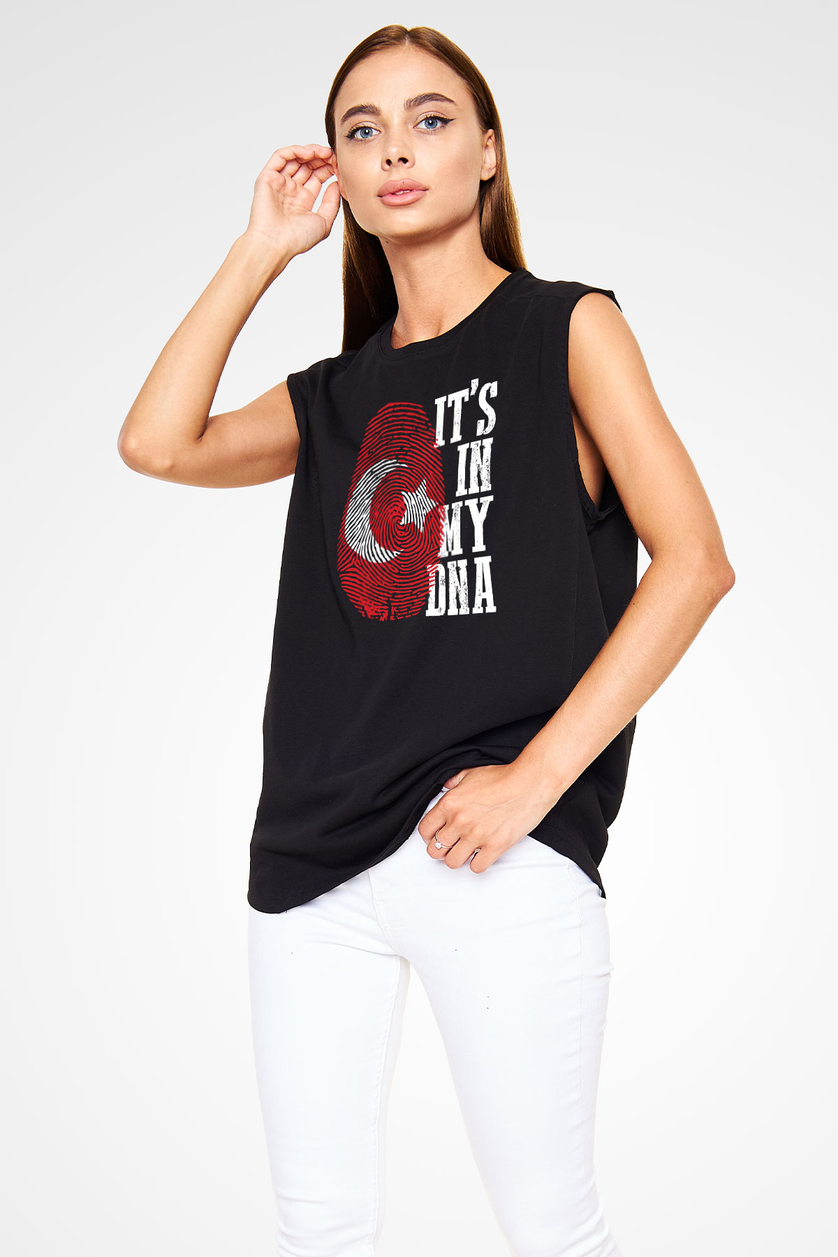 Türkiye Siyah Unisex Kolsuz Tişört